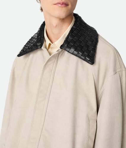 Blouson en cuir imprimé chino