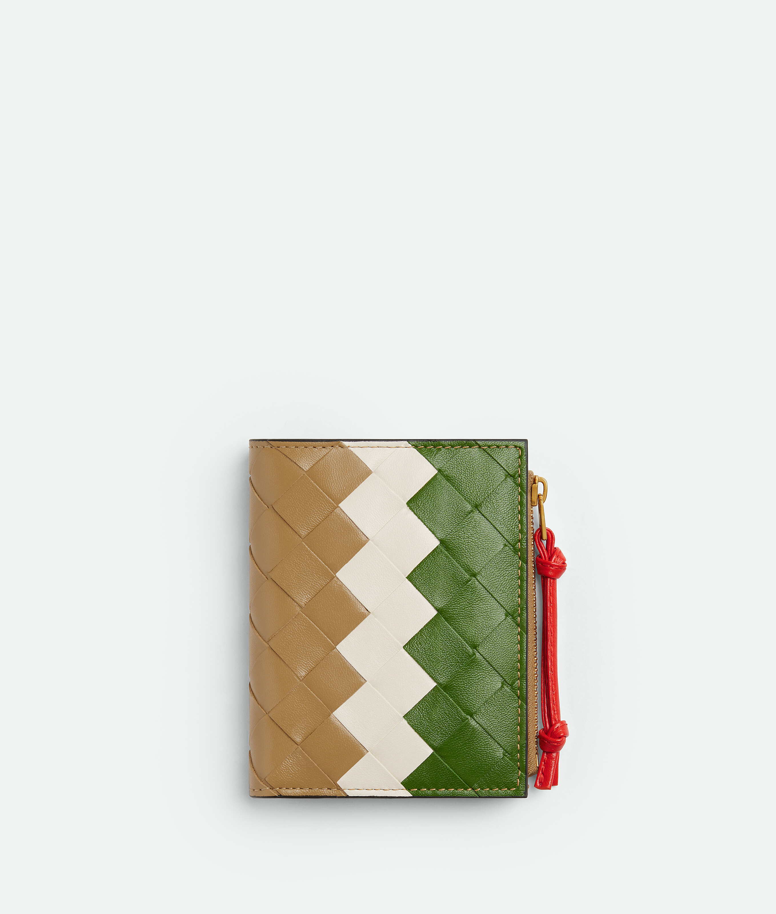 Bottega Veneta Intrecciato Small Bi-fold Wallet - Dark Praline/chalk/avocado/black/tulip - Woman