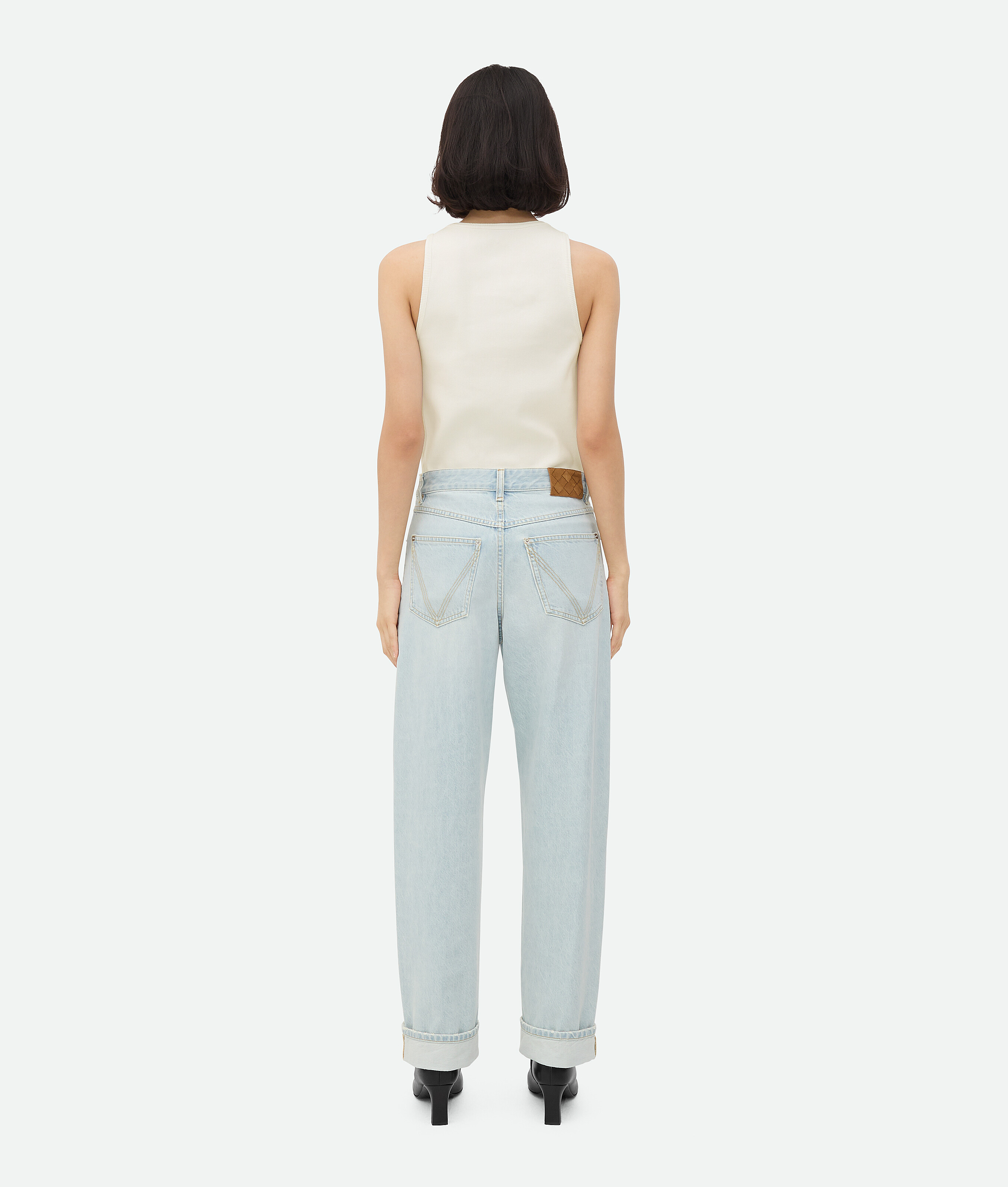 Bottega Veneta Extra Bleached Turned Up Jeans In Light Blue