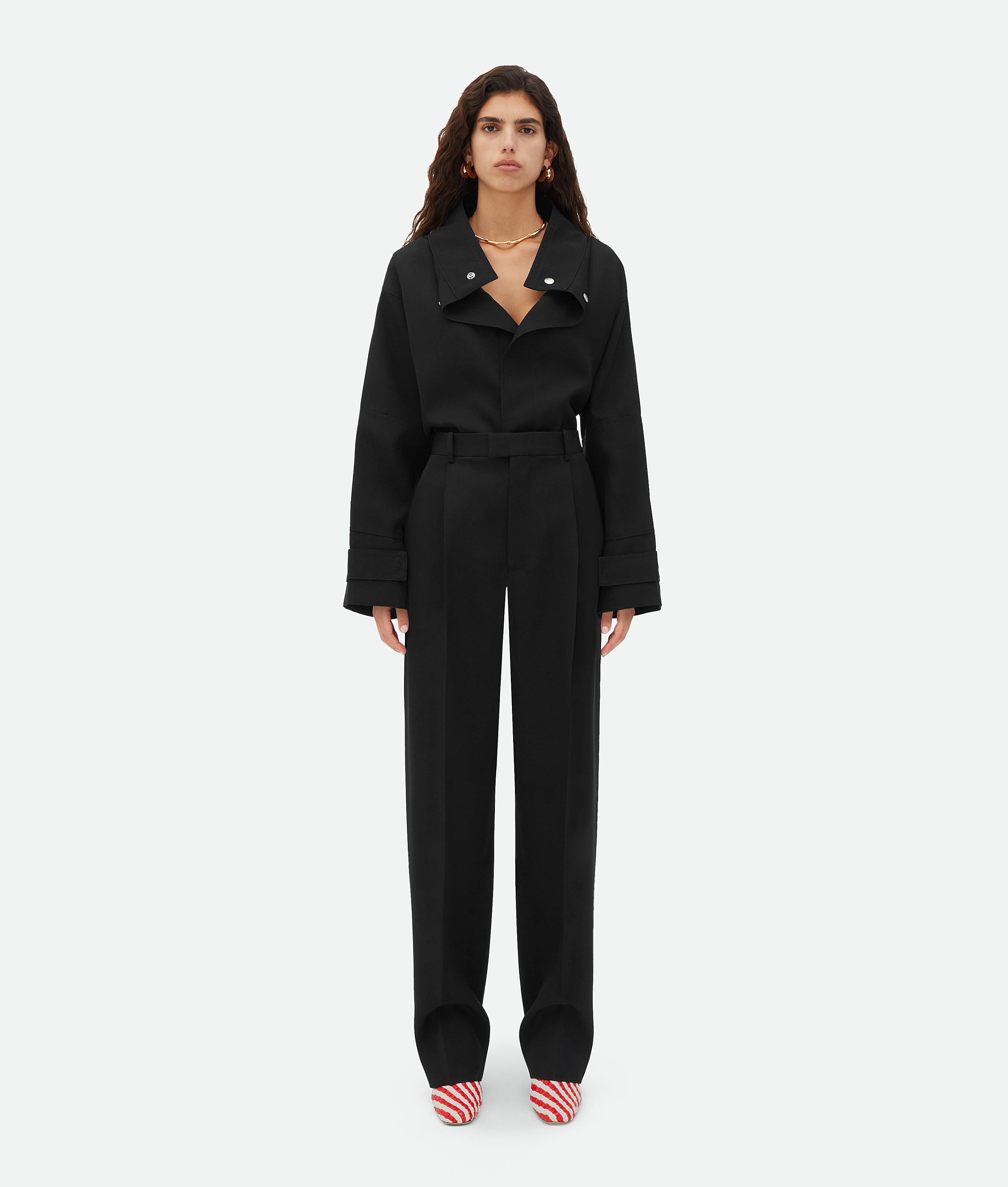 Bottega Veneta Pleated Wide-leg Trousers In Black