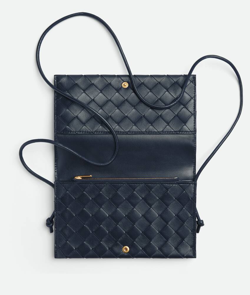 Bottega Veneta Intrecciato Leather Wallet-On-Strap Black Gold