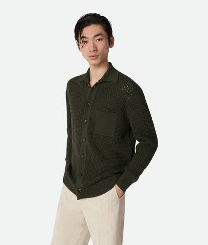 Cotton Crochet Knit Shirt