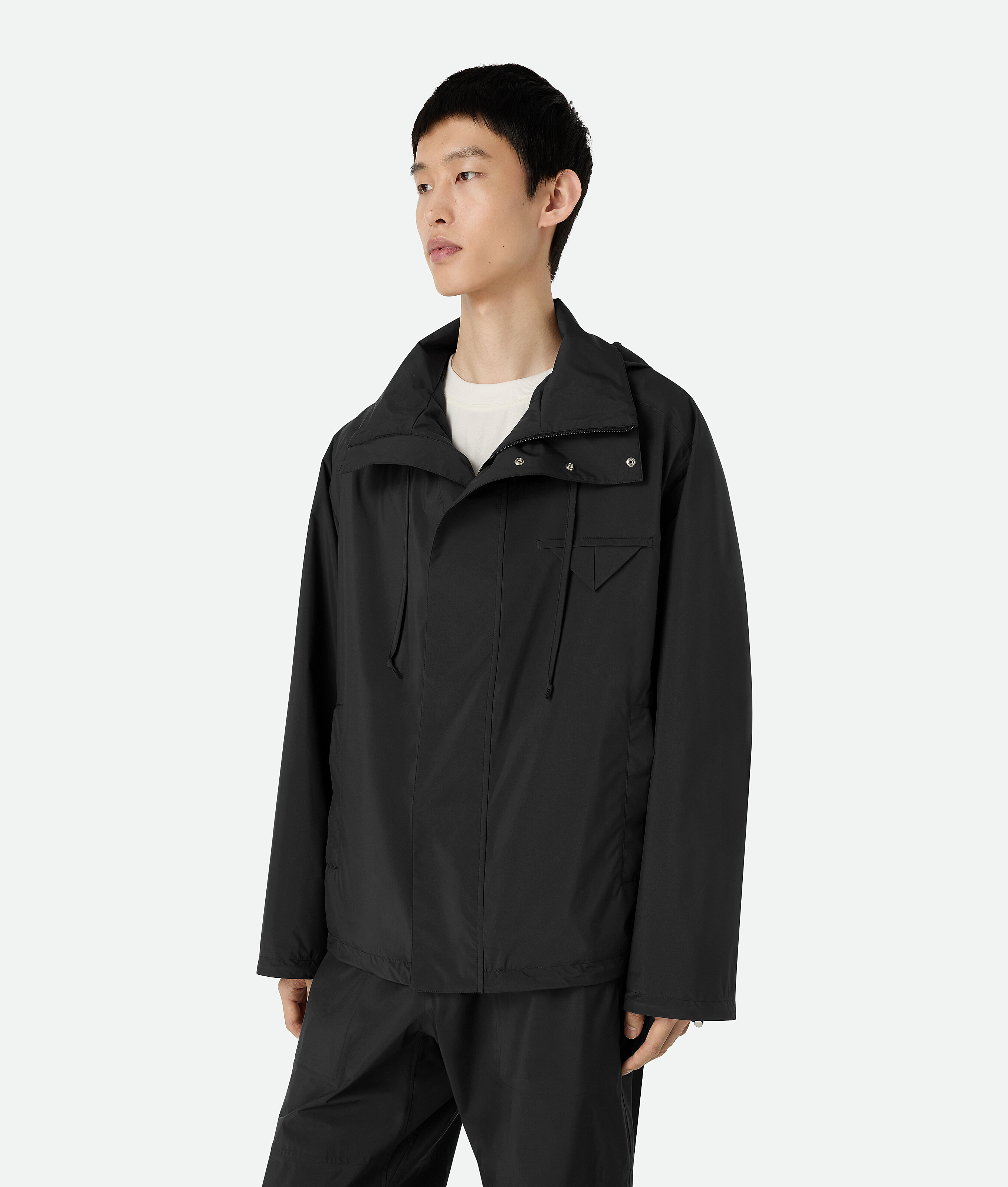 Men's Packable Nylon Hooded Blouson in Black | Bottega Veneta TW