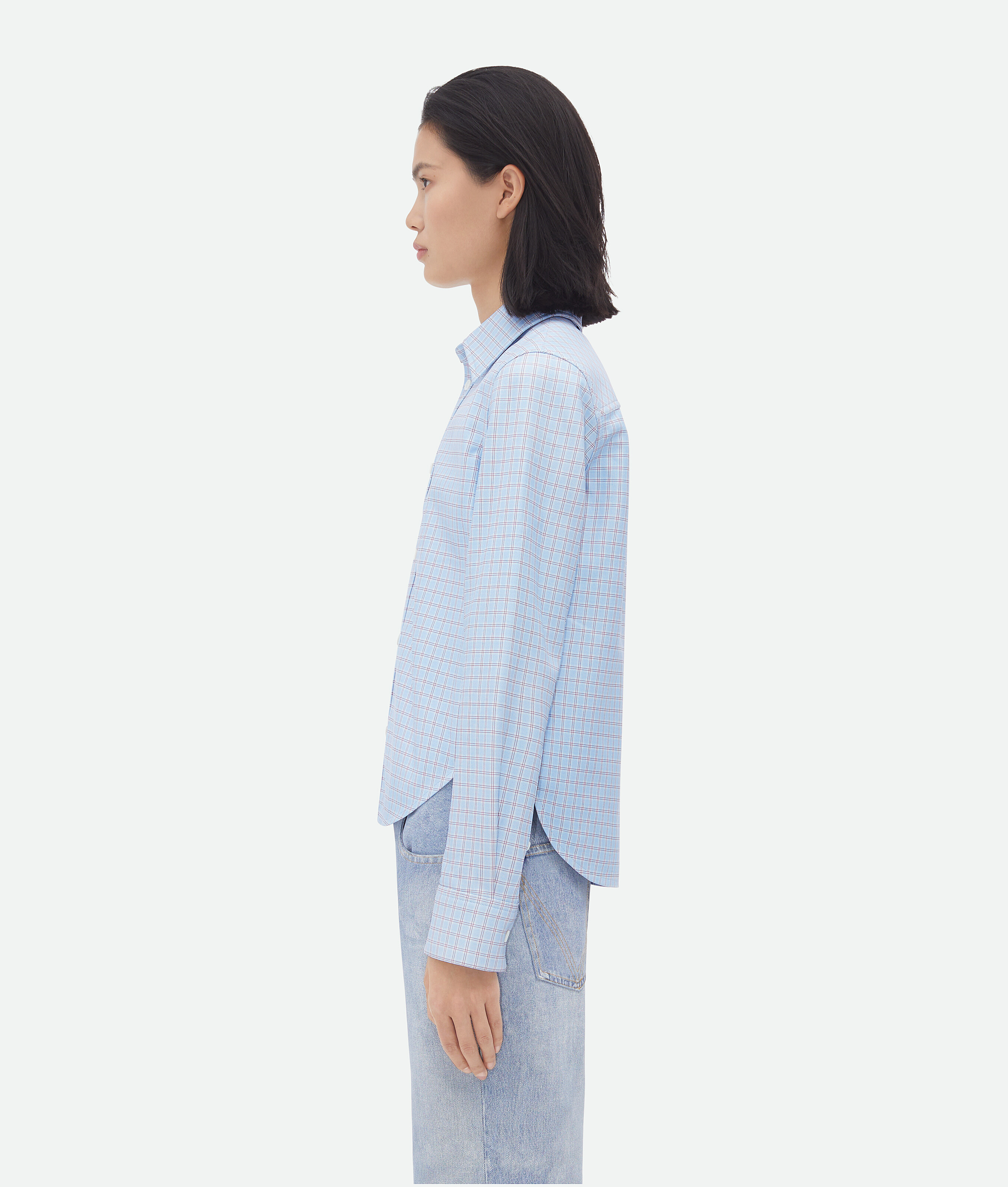 Bottega Veneta Printed Leather Check Shirt In Blue