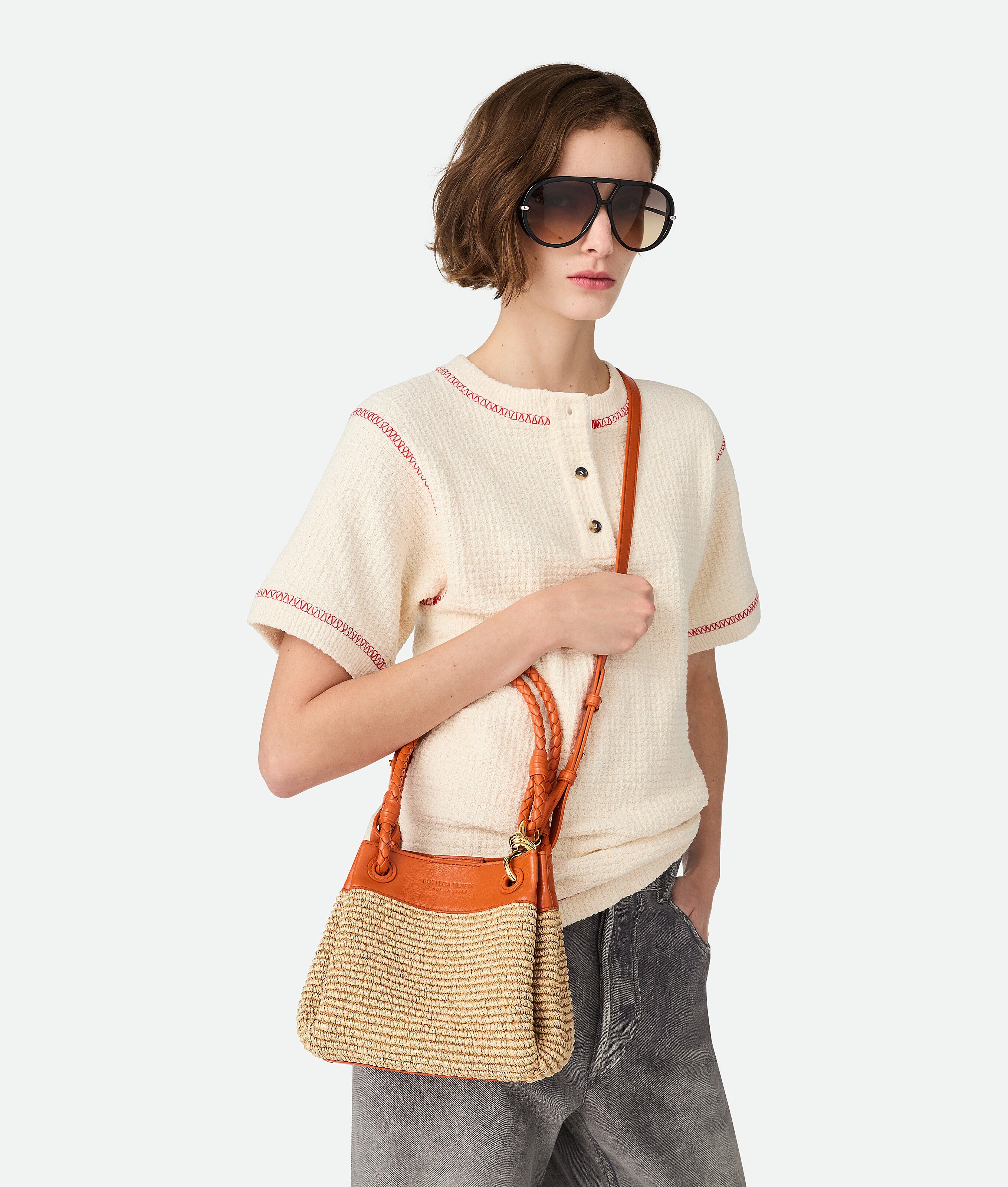 Shop Bottega Veneta Small Parachute In Natural/burned Orange