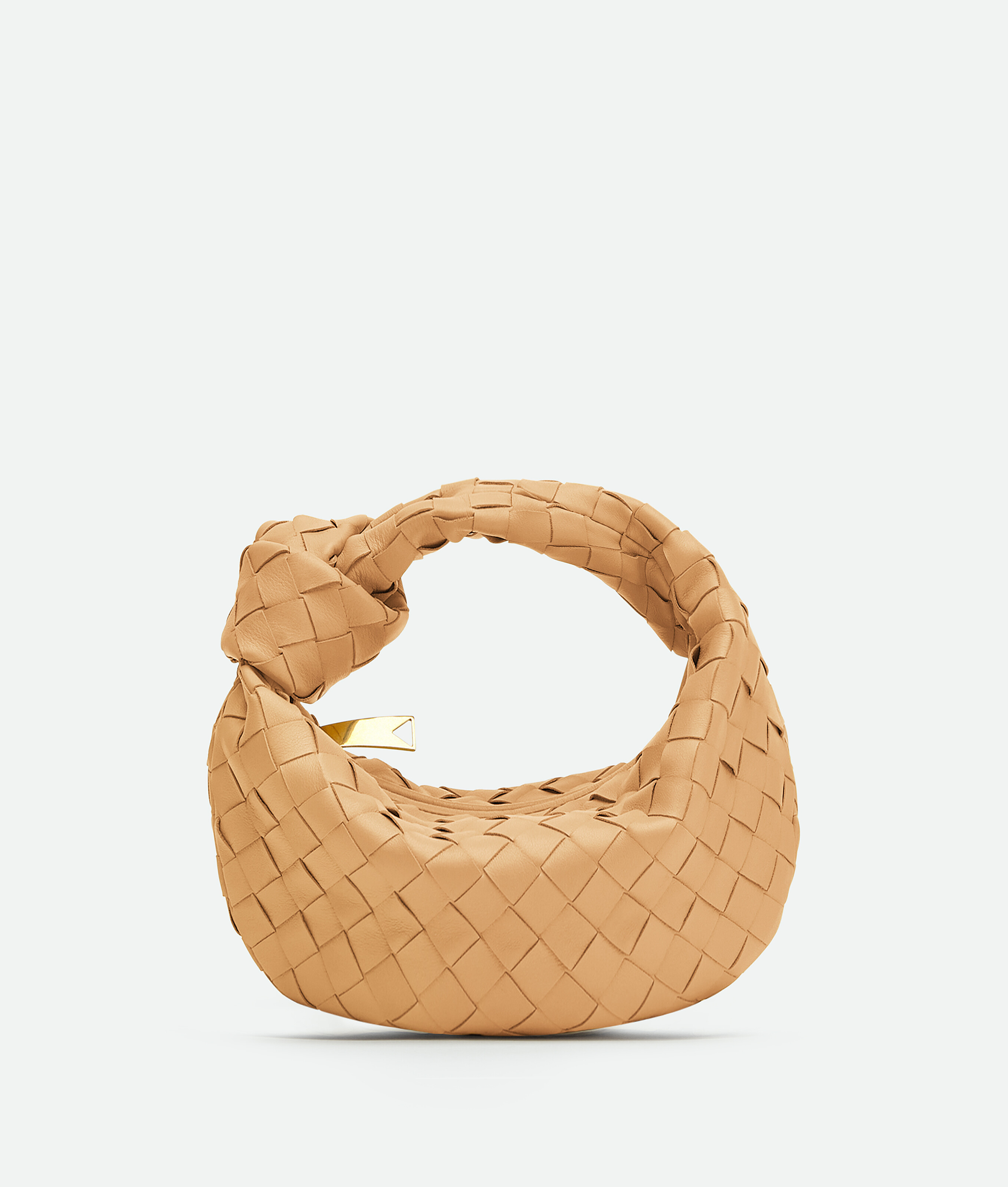 Bottega Veneta Teen Jodie Intrecciato Leather Hobo In Caramel Gold