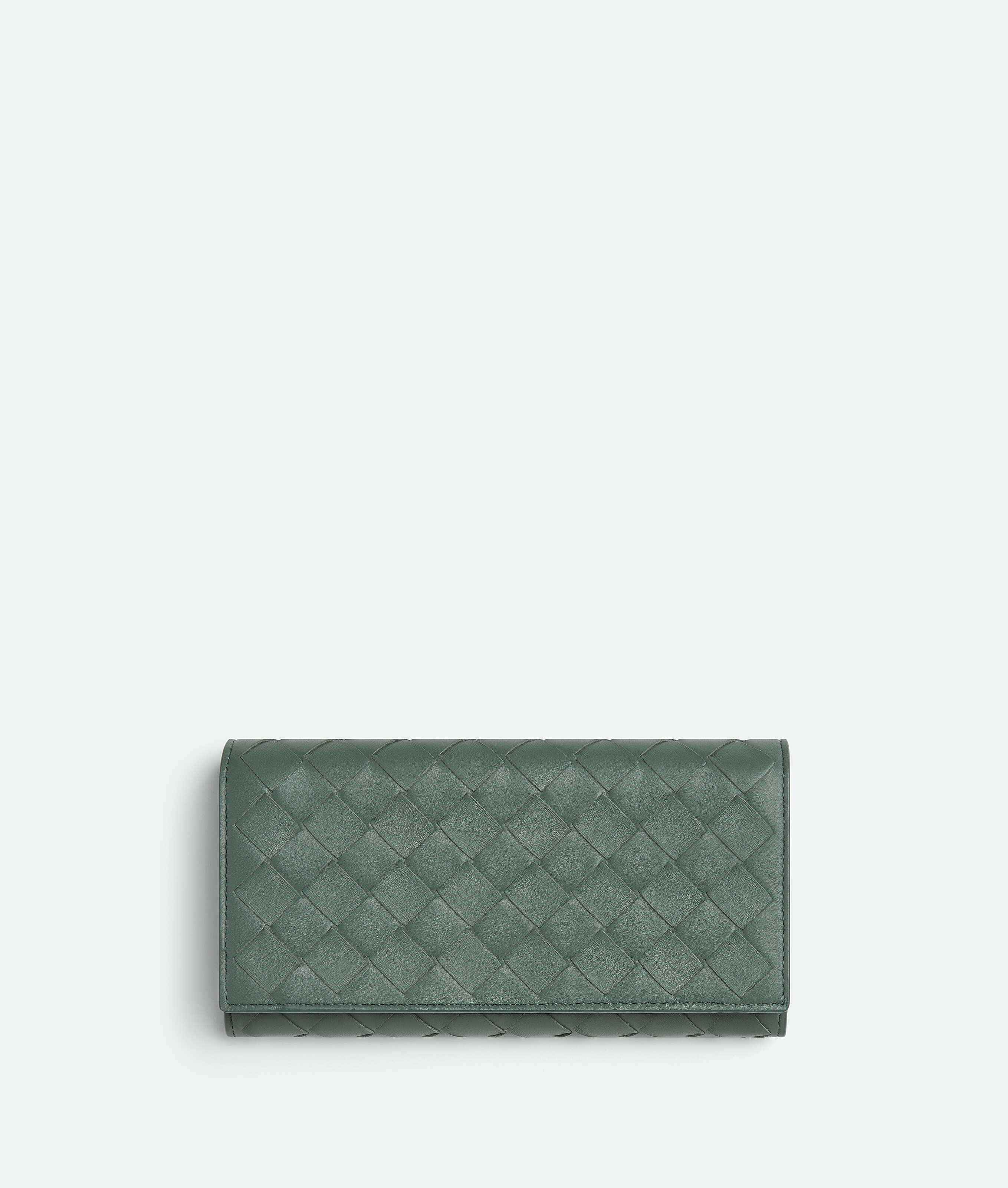 Bottega Veneta Intrecciato Large Flap Wallet In Green