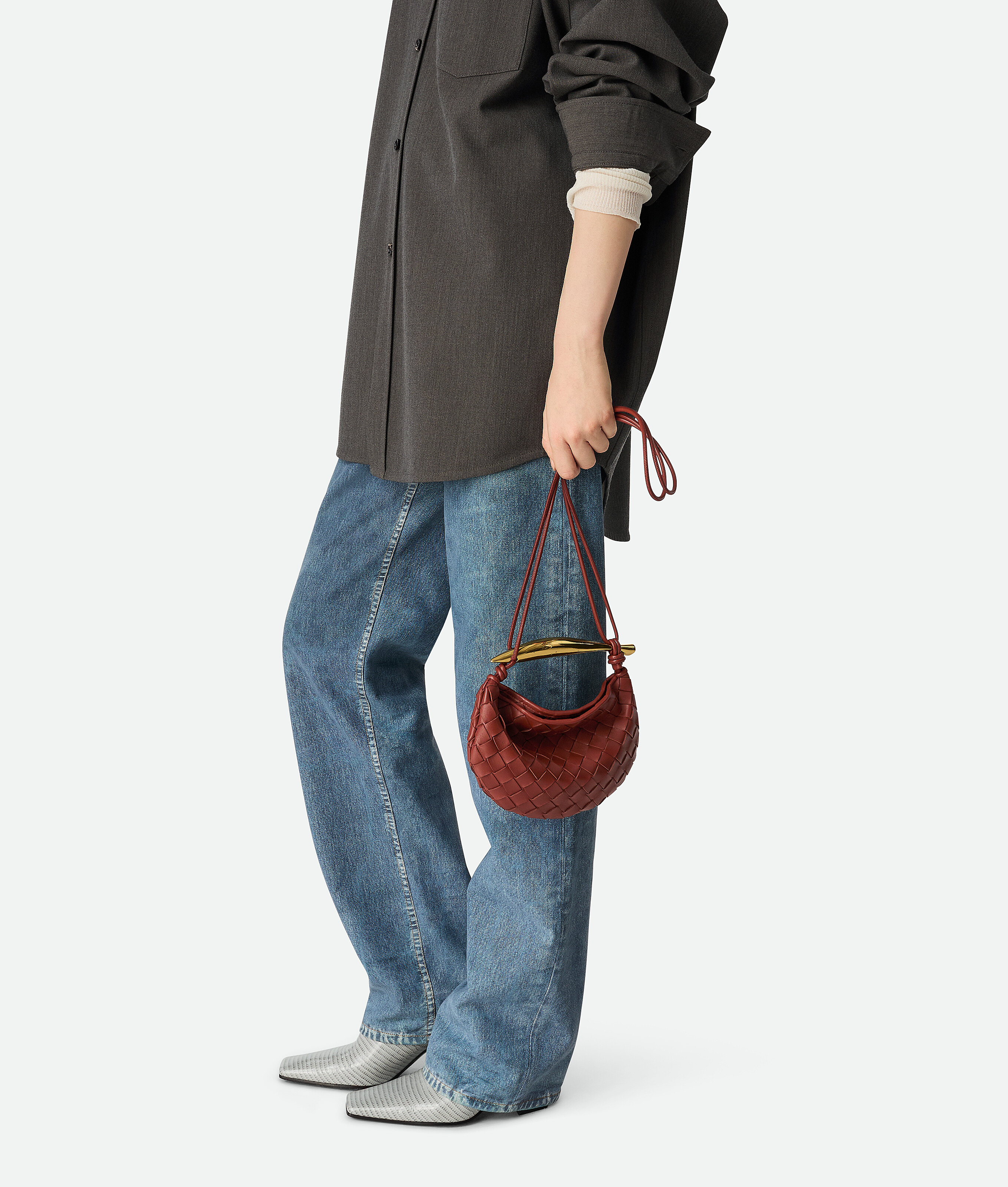Bottega Veneta Baby Leather Sardine Cross-body Bag In Sapele