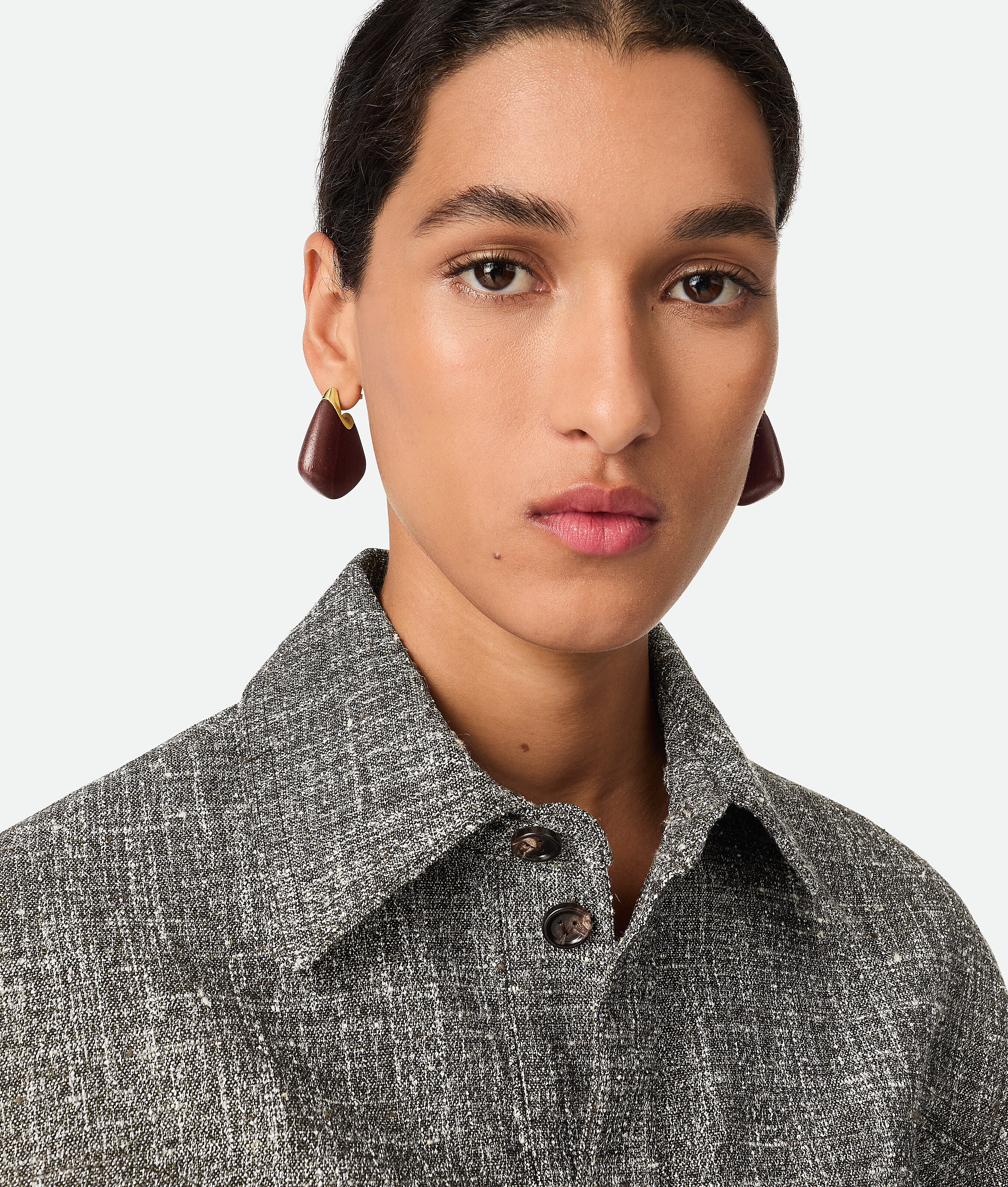 Bottega Veneta Small Fin Wood Earrings - Wood - Woman