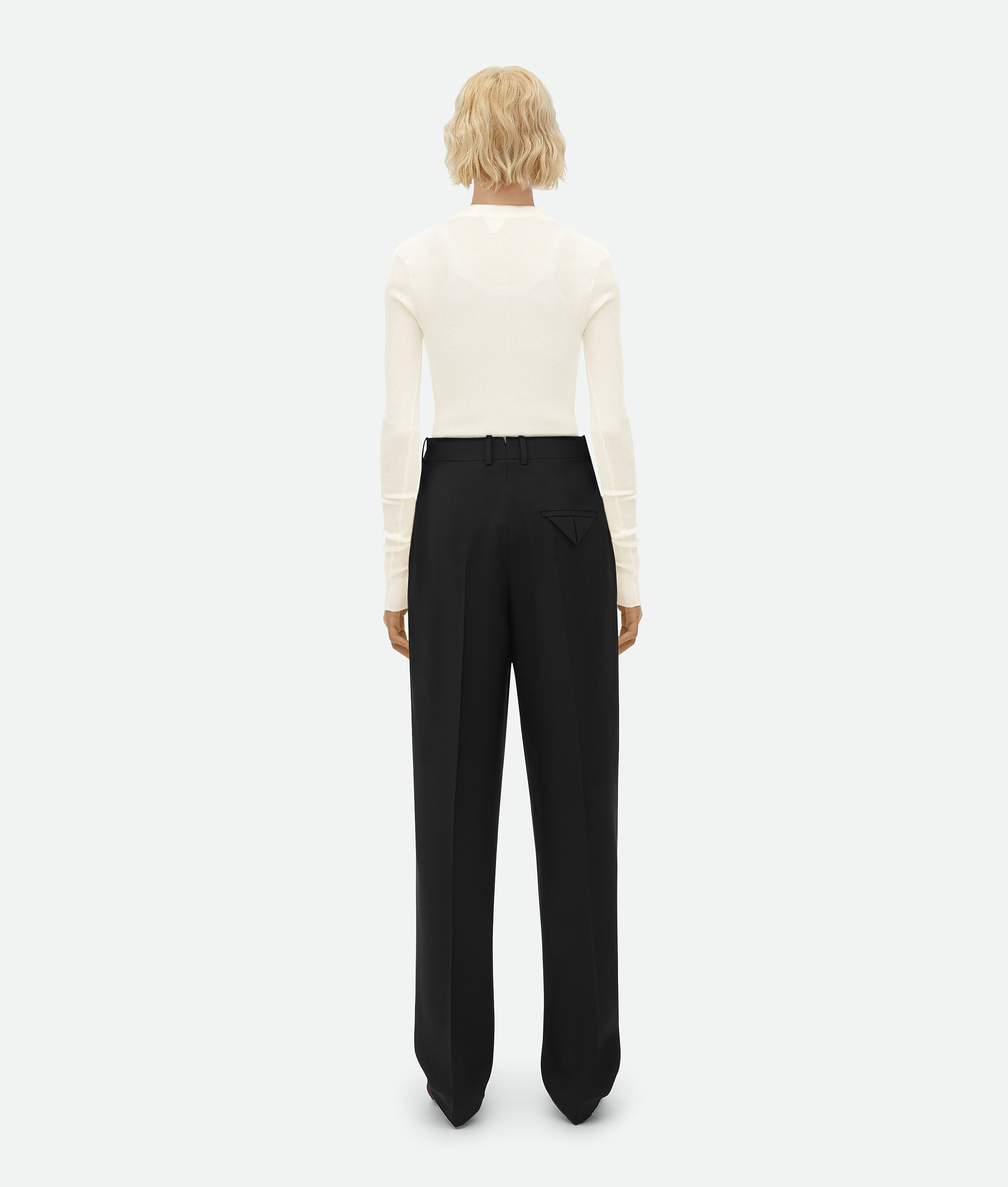 Bottega Veneta Light Wool Wide Leg Pants In Black