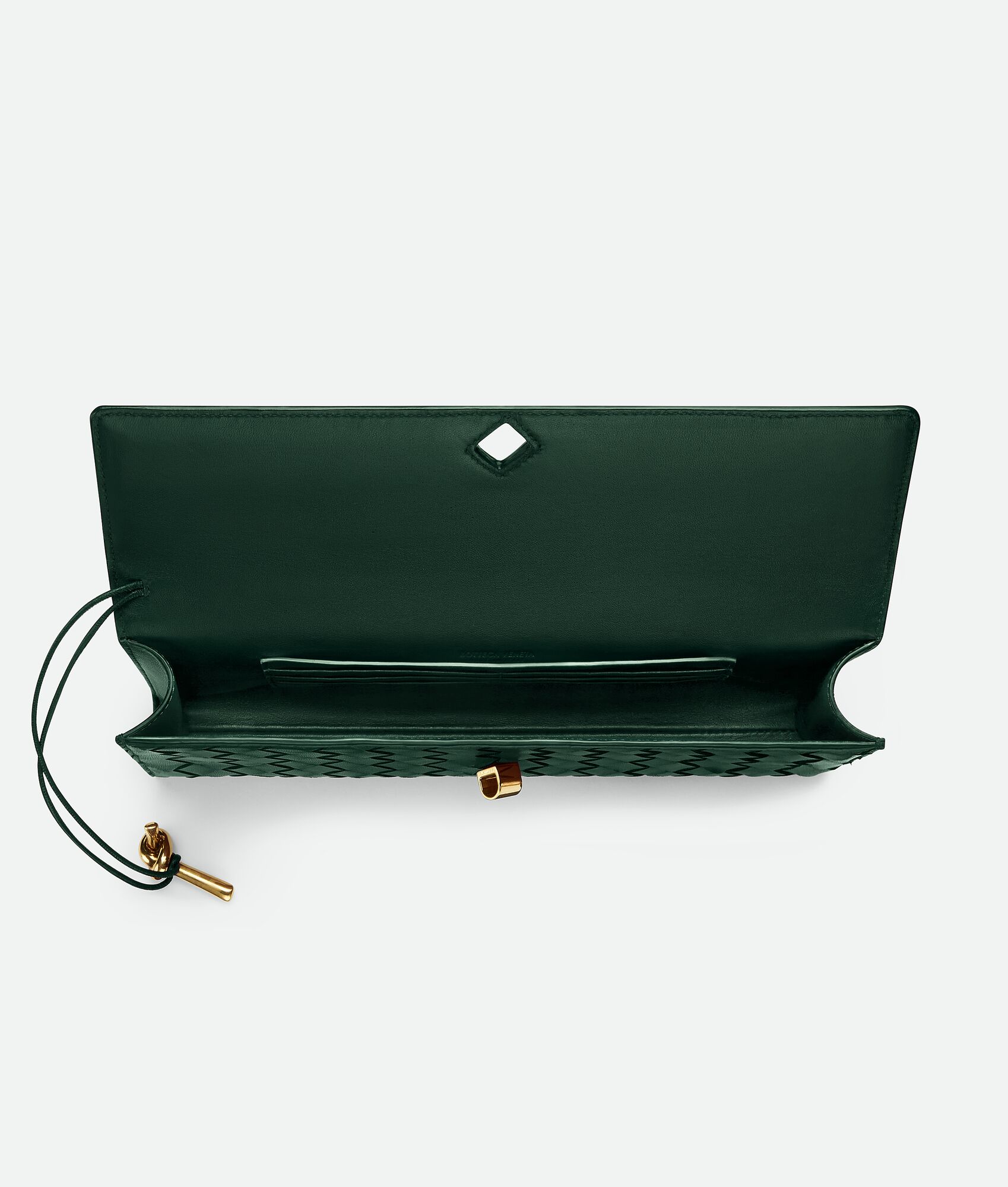 BV Long Clutch Andiamo With Handle 31cm Light Green Calfskin Ghw