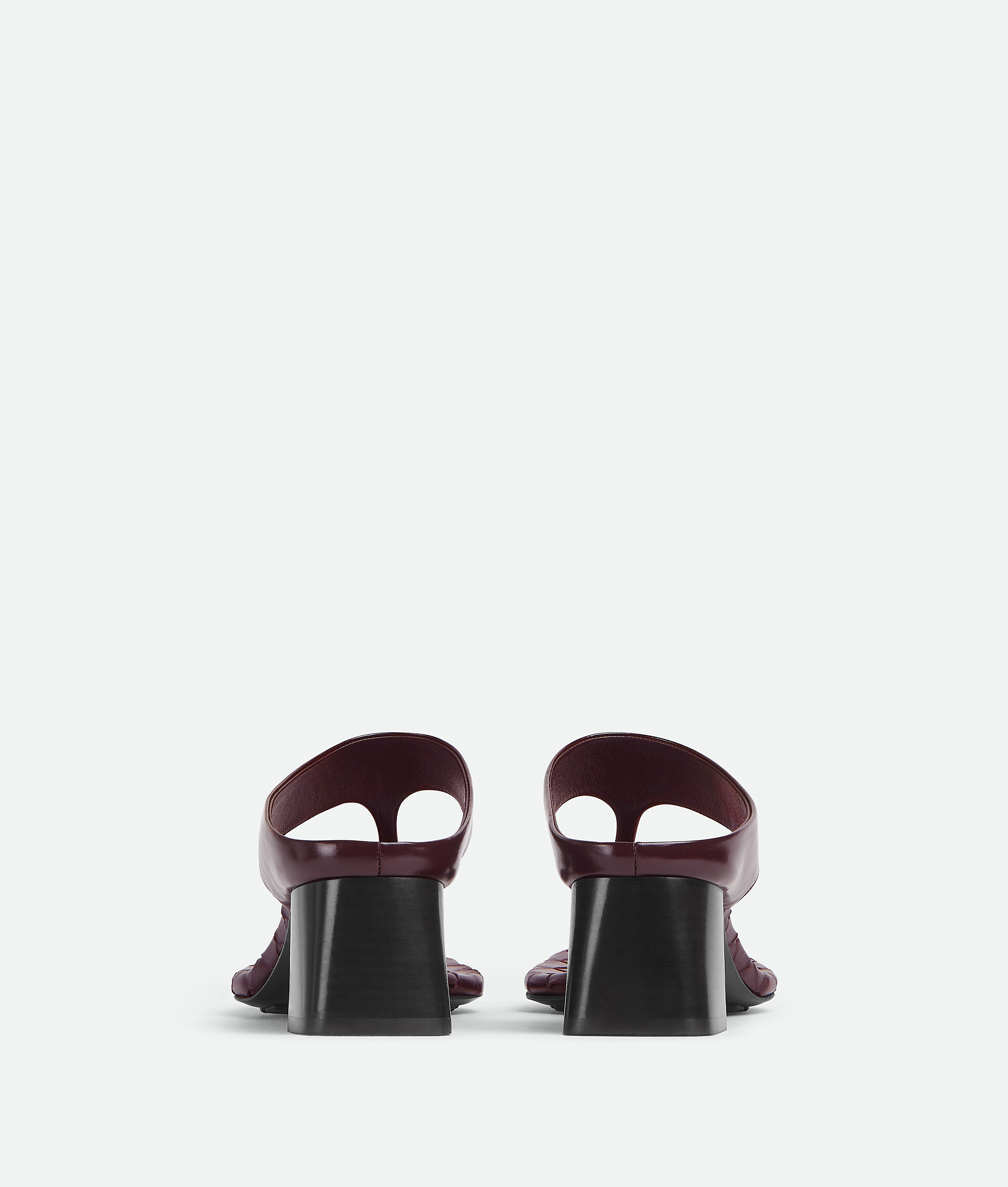 Bottega Veneta Square Toe Quilted Block Heel Sandals In Dark Barolo