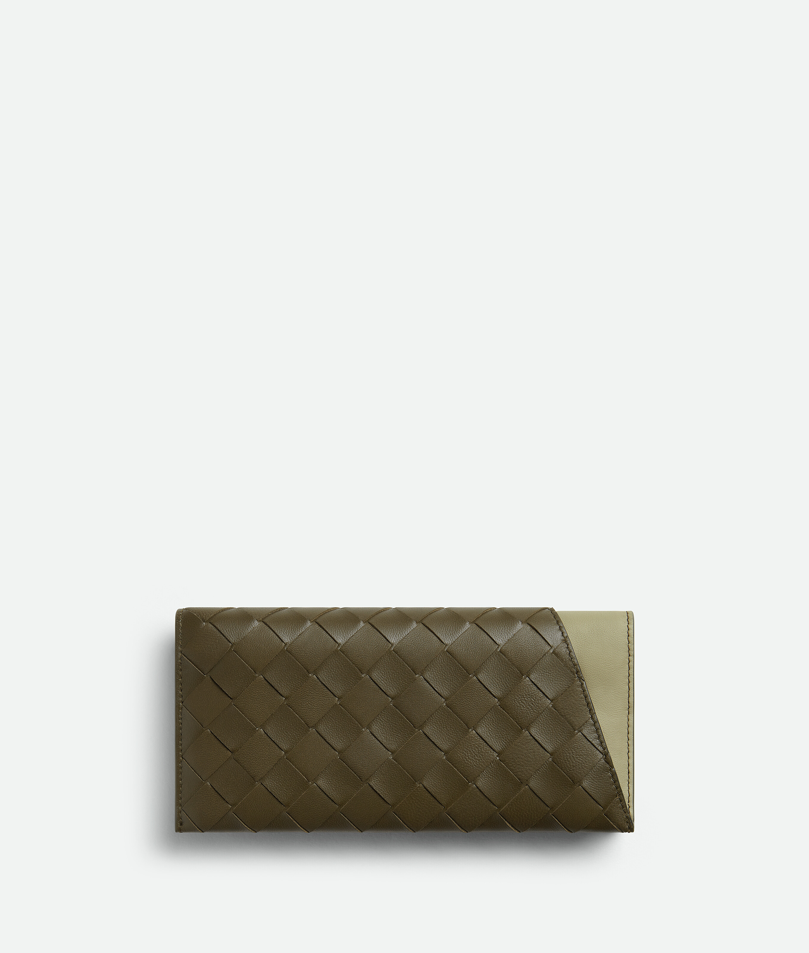 Bottega Veneta Intrecciato Oblique Long Wallet In Gold