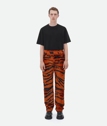 Straight Leg Shearling Tiger Print Trousers