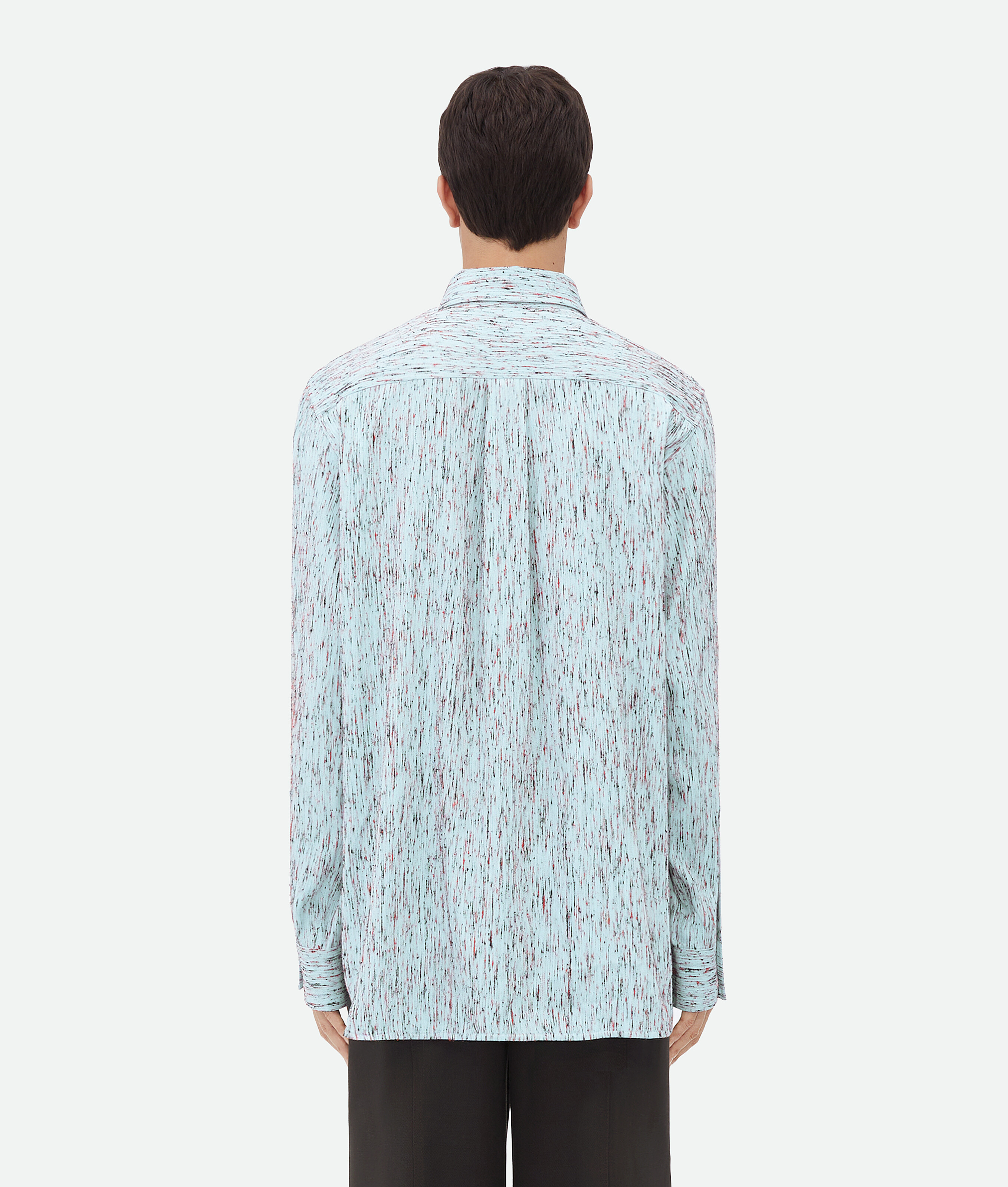 Shop Bottega Veneta Textured Viscose Stripe Shirt In Blue