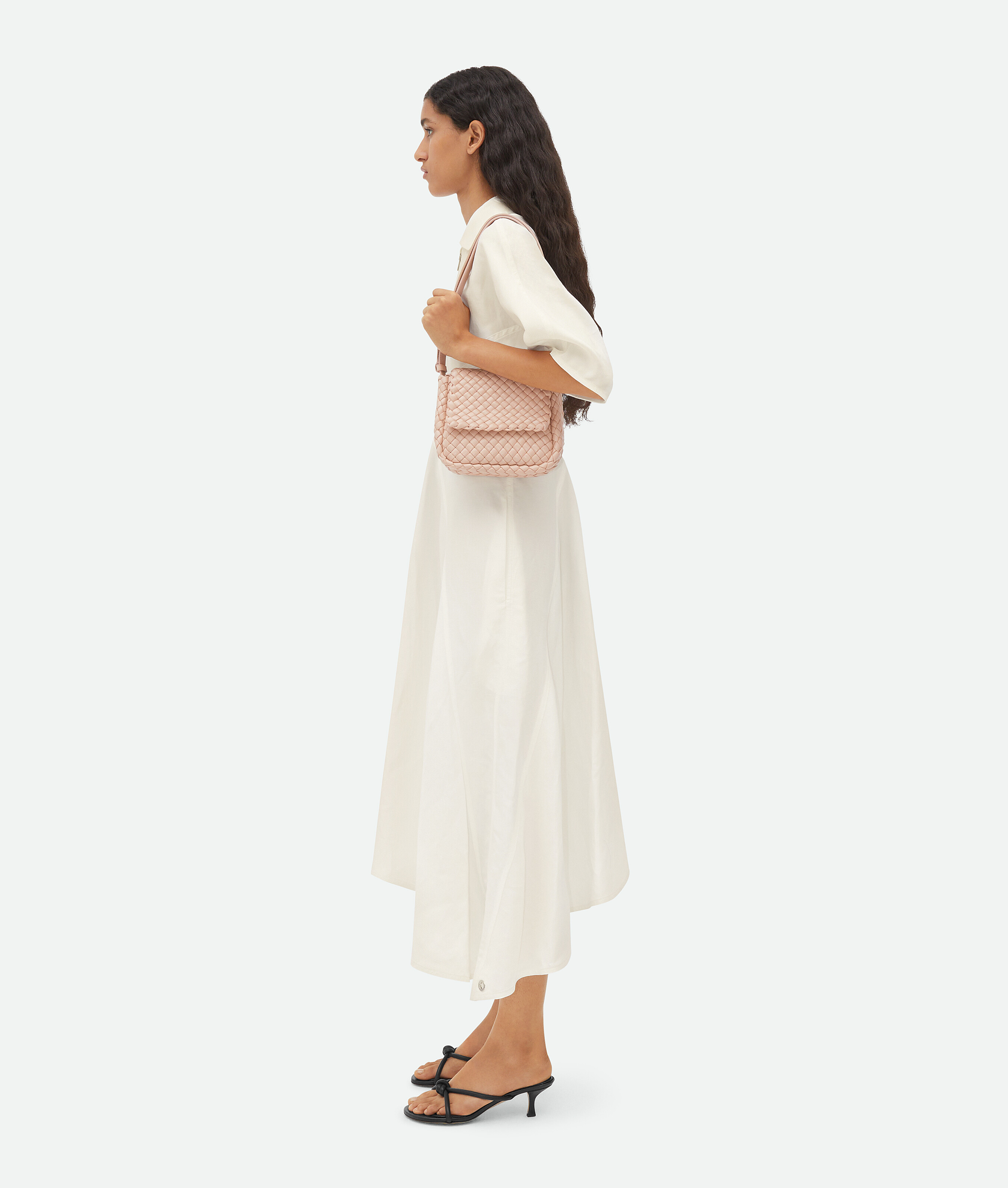 Shop Bottega Veneta Mini Cobble Shoulder Bag In Pink
