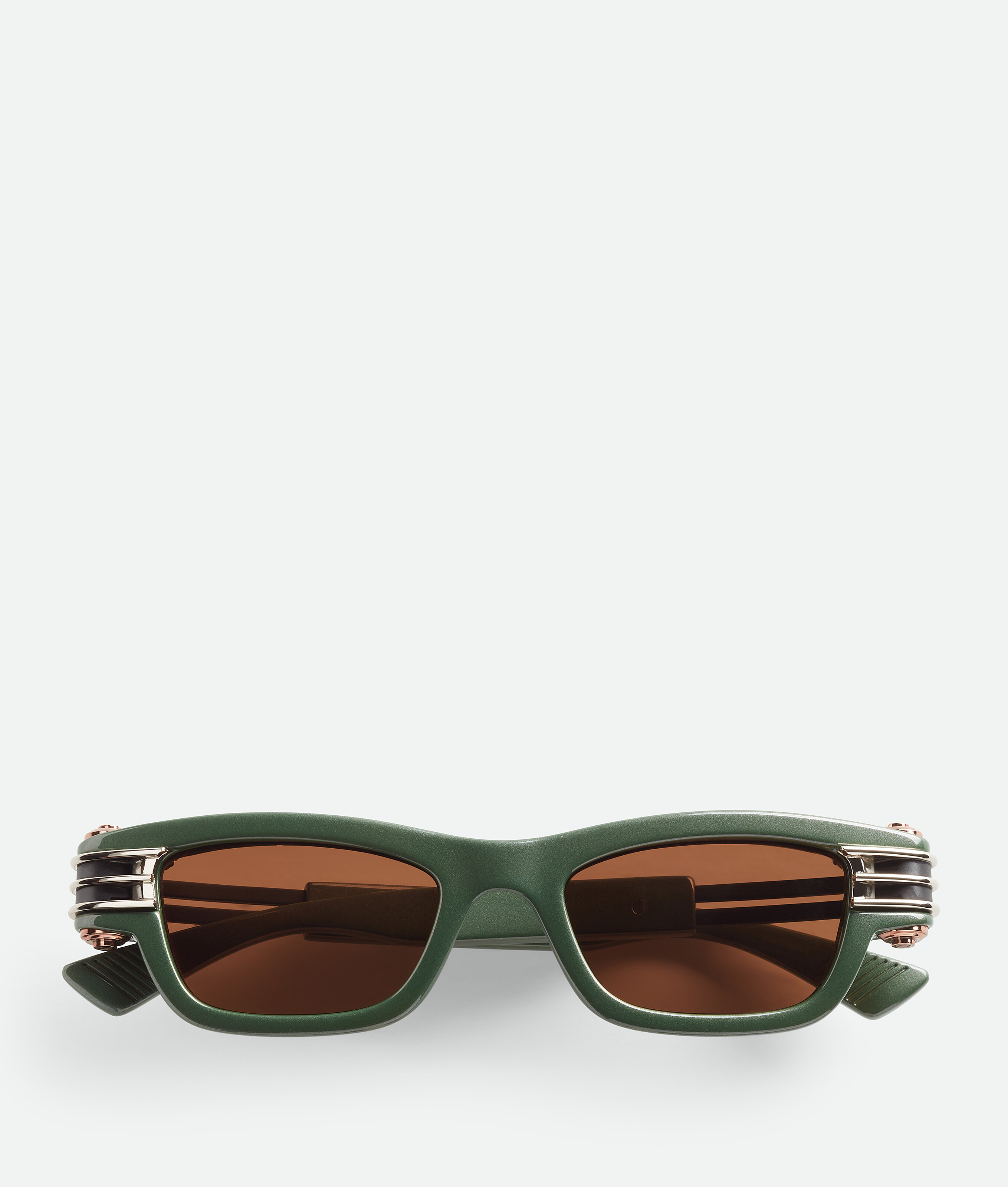 Shop Bottega Veneta Bolt Squared Sunglasses In Green/copper