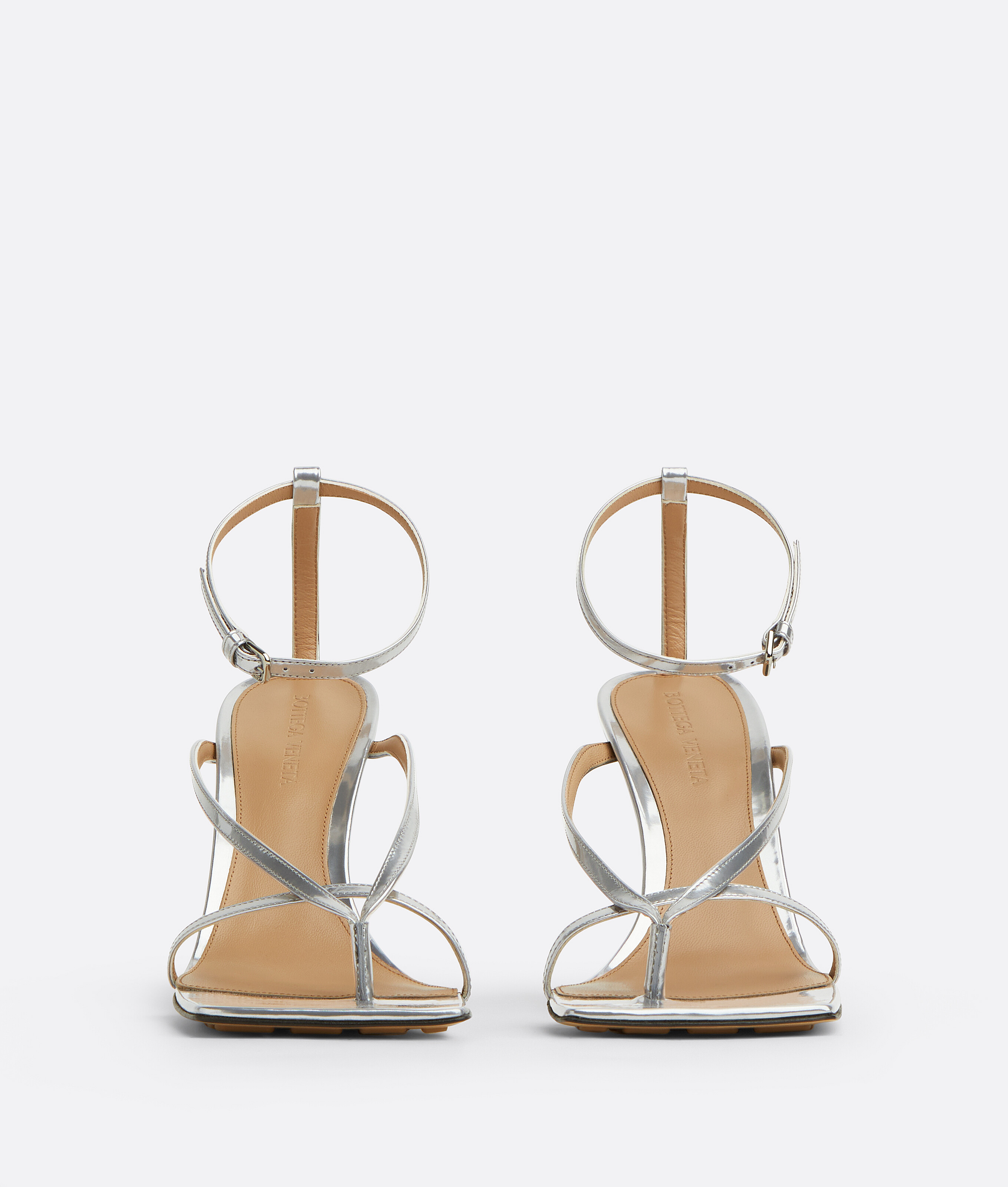 Shop Bottega Veneta Stretch Strap Sandal In Silver