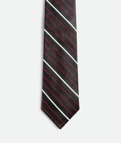 Diagonal Printed Leather Stripe Tie