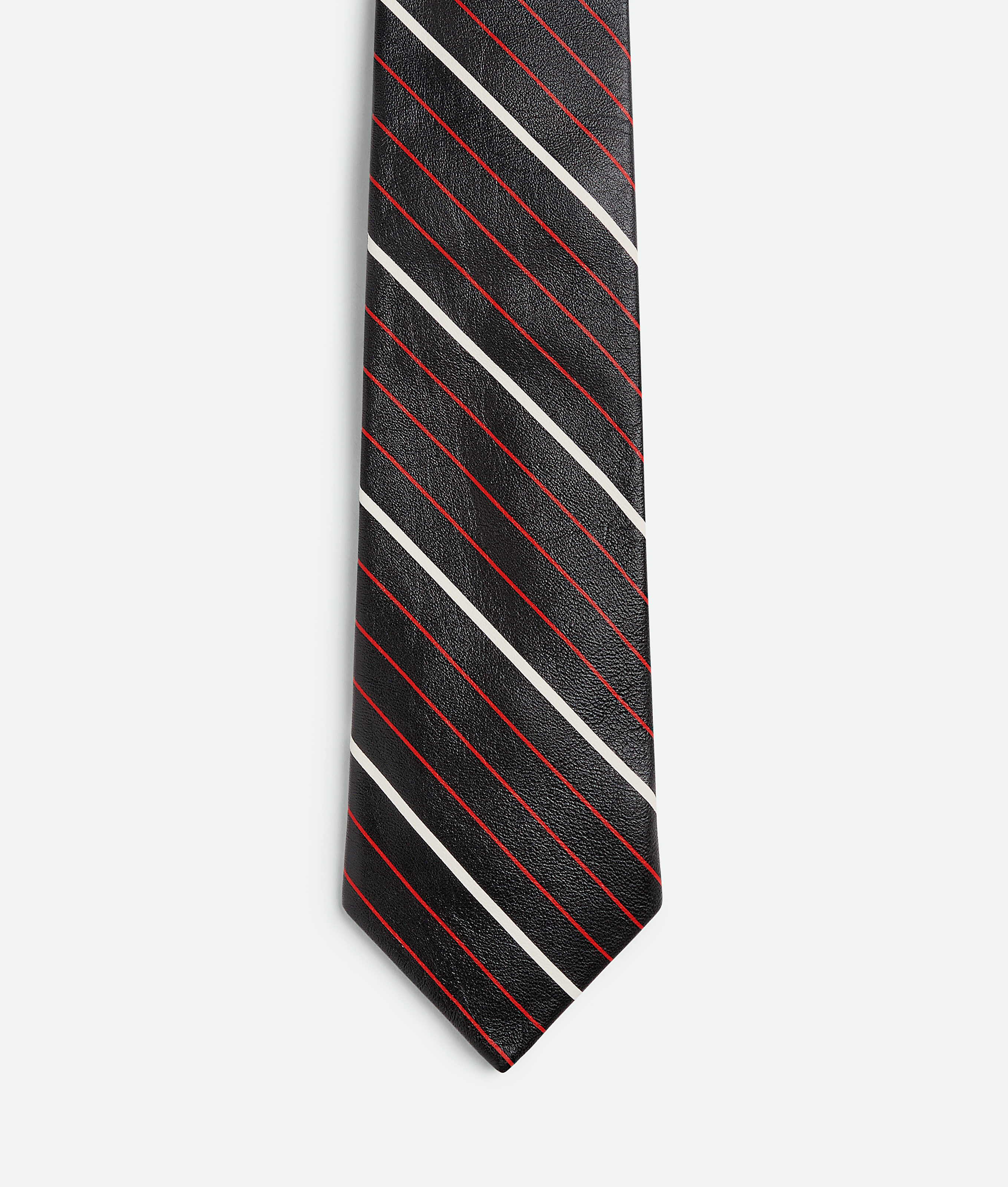 Bottega Veneta Diagonal Printed Leather Stripe Tie In Multicolor