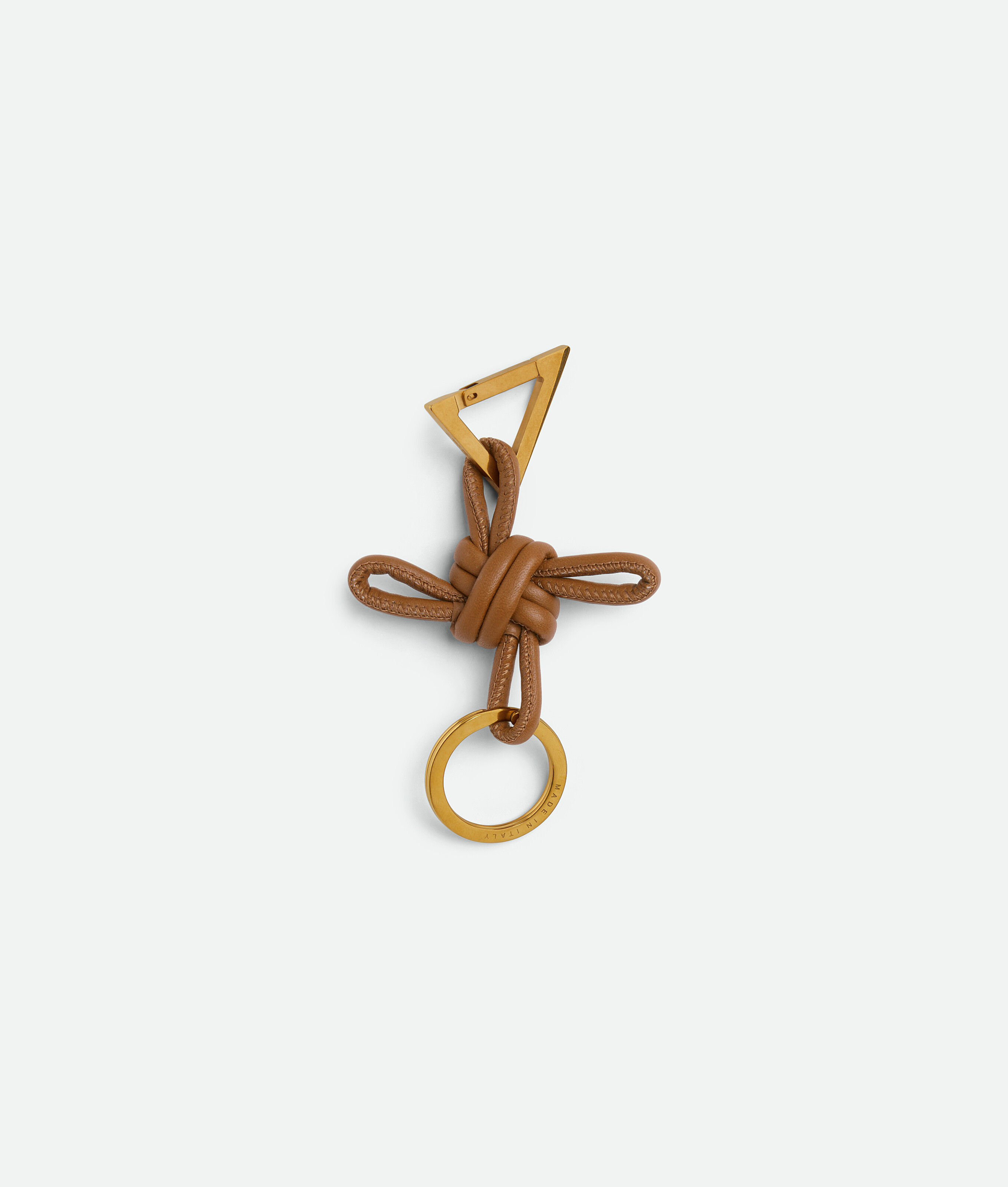 Shop Bottega Veneta Triangle Key Ring In Brown