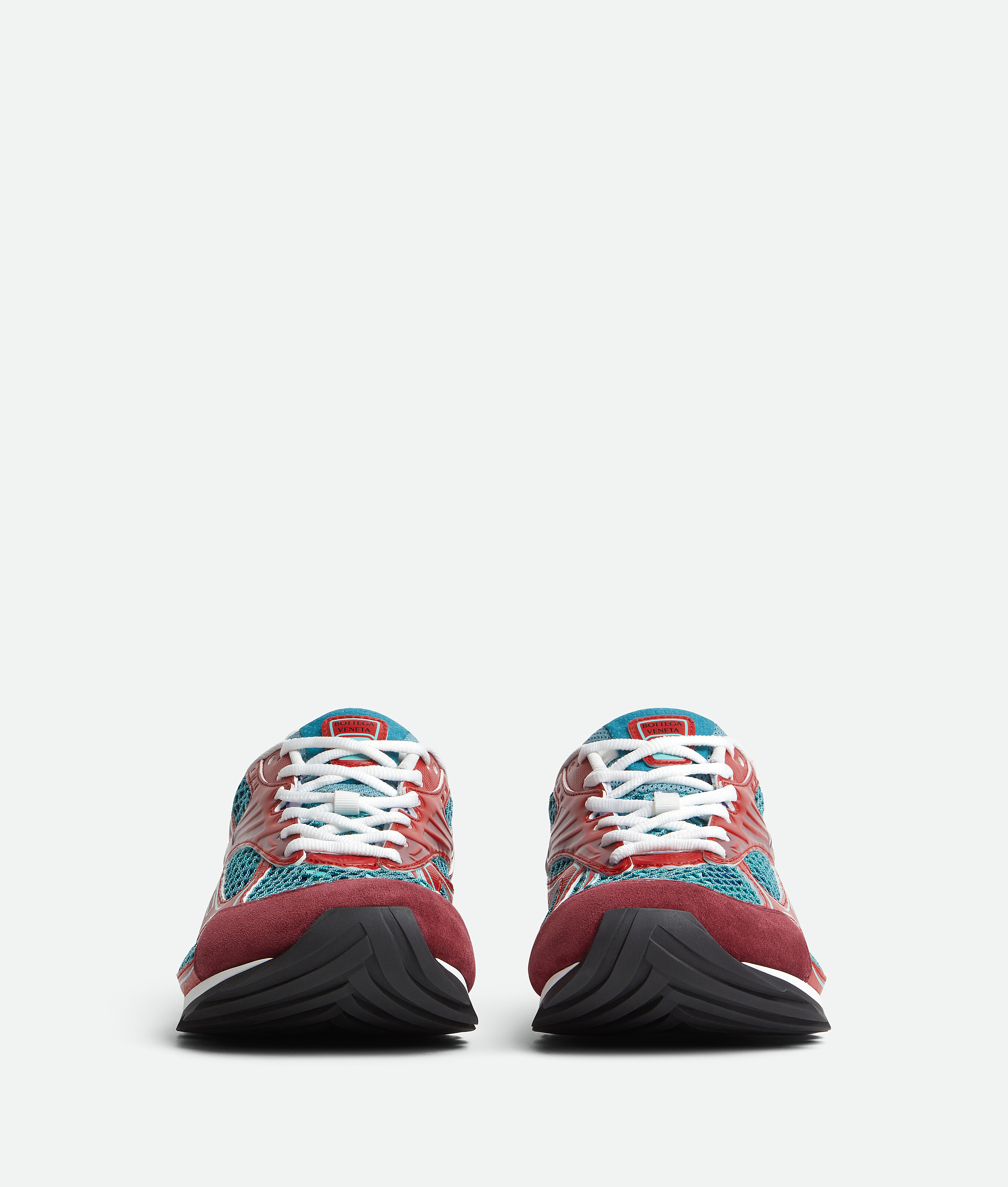 Bottega Veneta Orbit Lace-up Sneakers In Turquoise/cherry