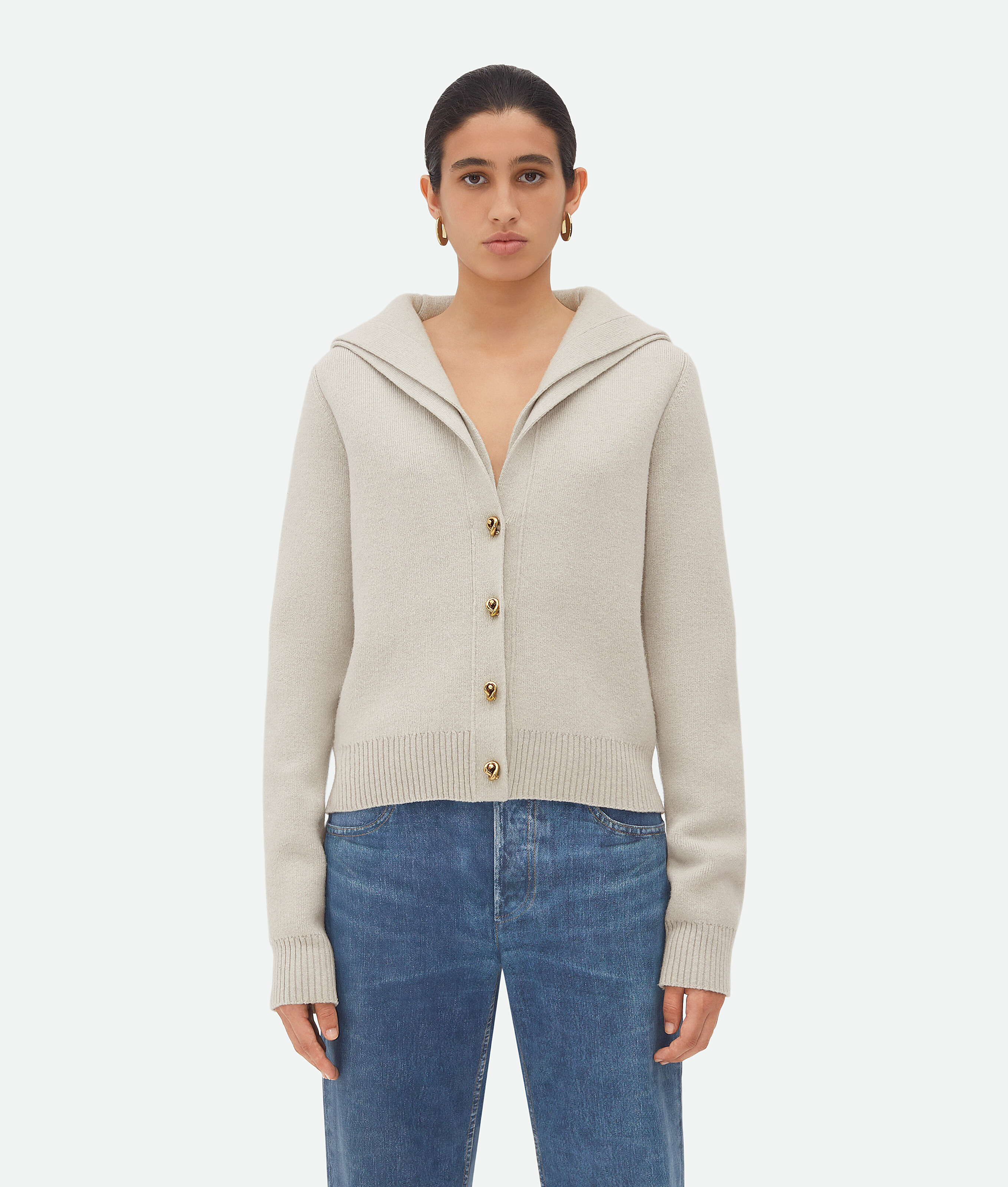 Bottega Veneta Wool Cardigan In Moon