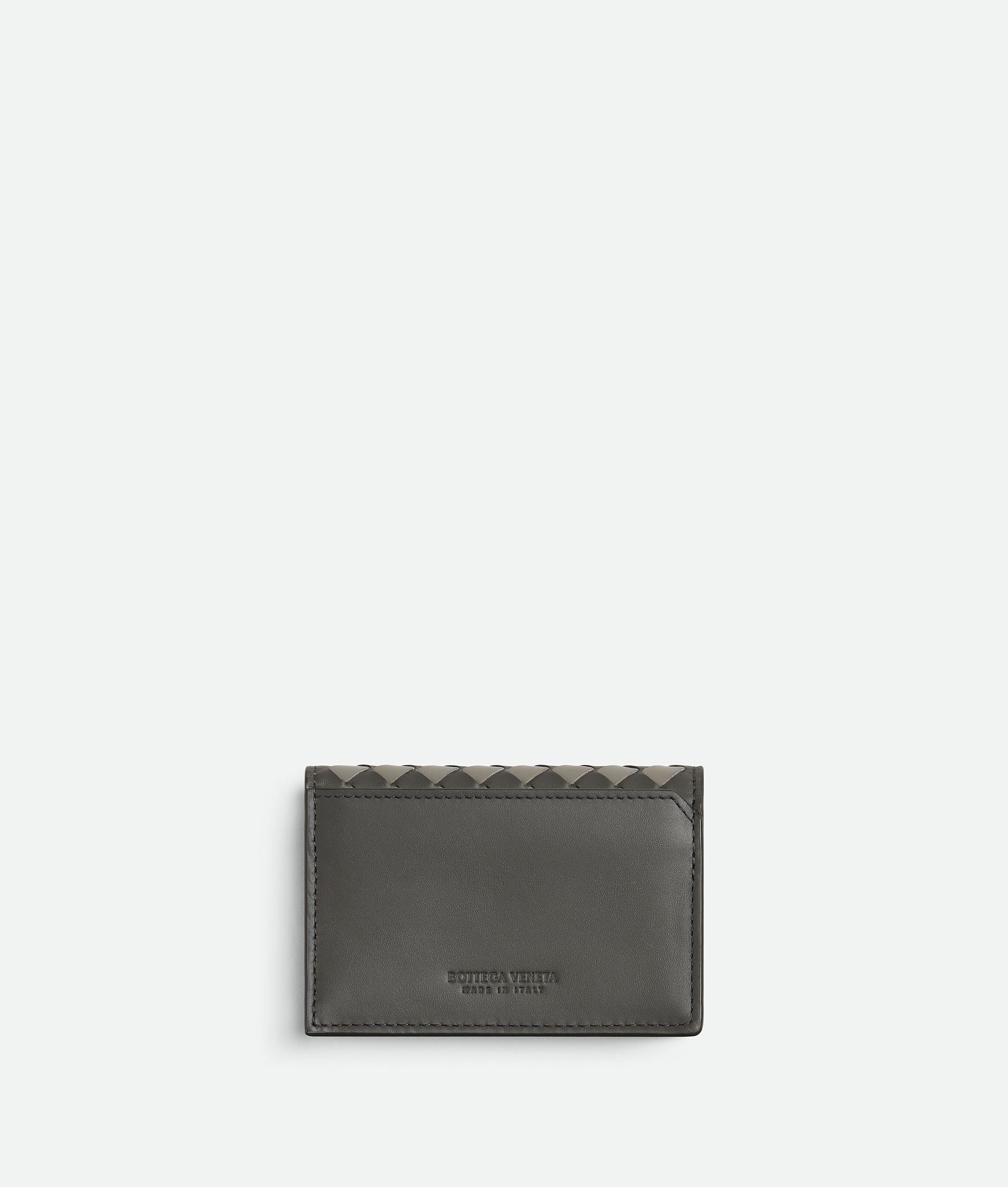 Bottega Veneta Intrecciato Piccolo Business Card Case In Lapilli/drizzle