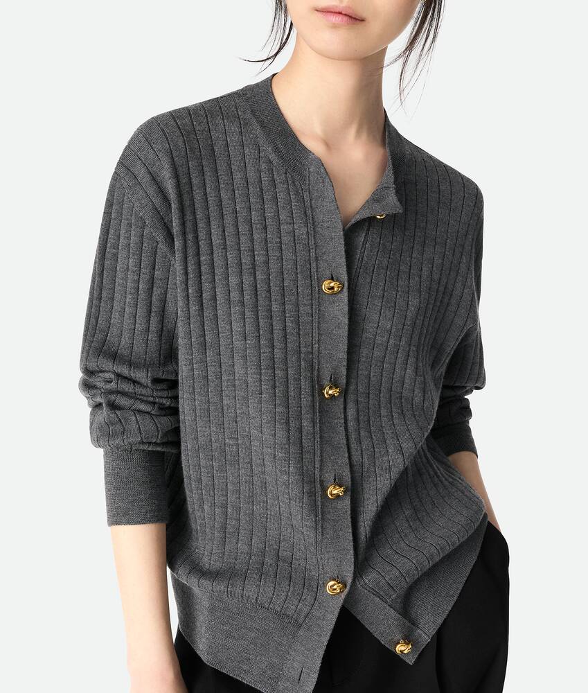 BOTTEGA VENETA テクスチャードウールリブカーディガン
