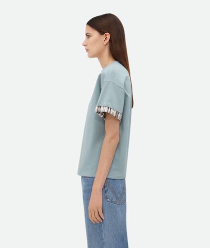 Double Layer Checked Cotton T-Shirt
