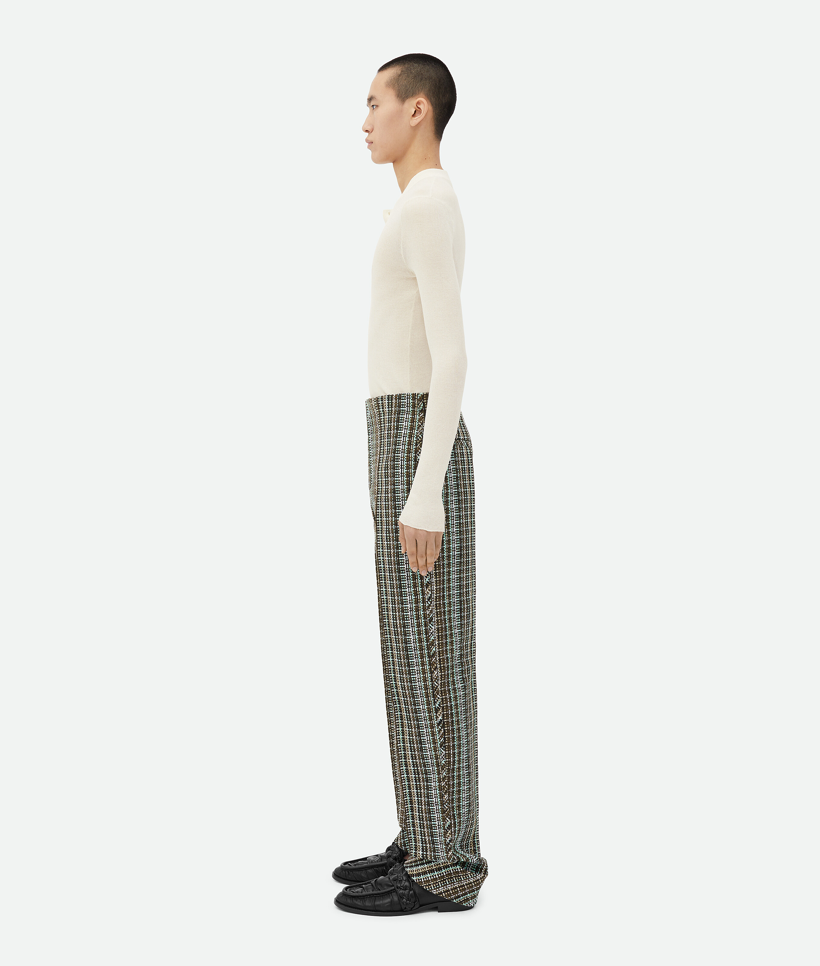 Bottega Veneta Cotton Check Trousers In Multicolor