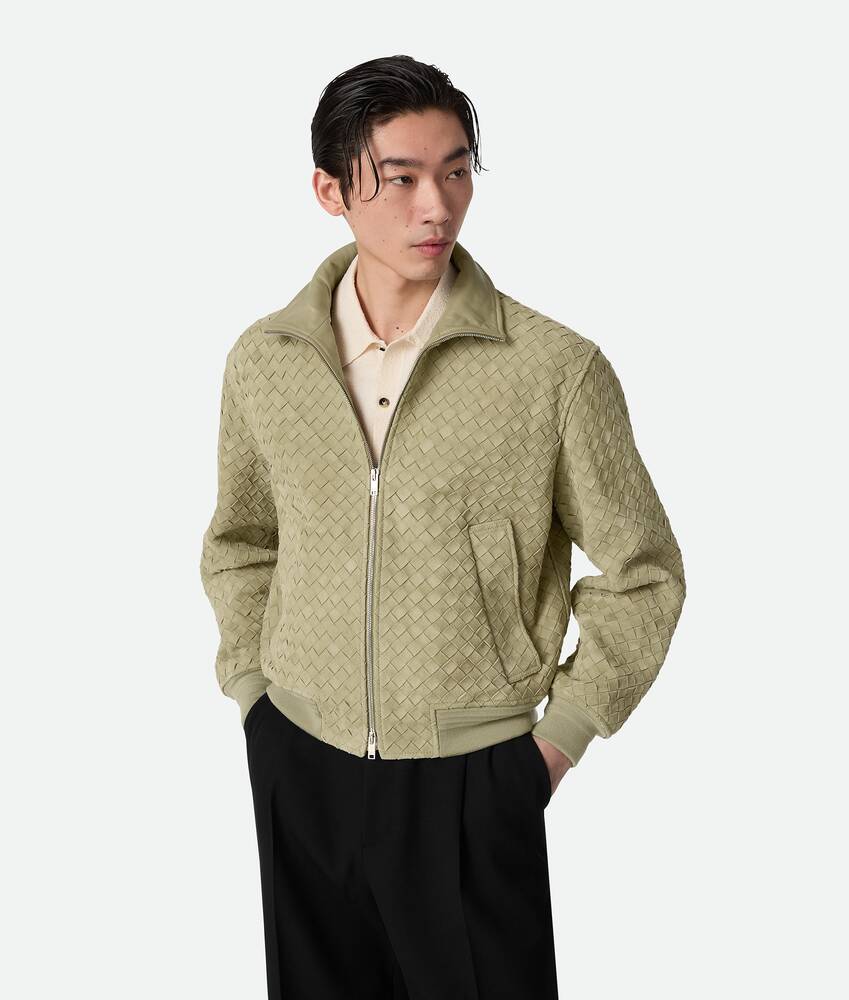 보테가베네타 인트레치아토 스웨이드 레더 블루종 811525V4HG03008