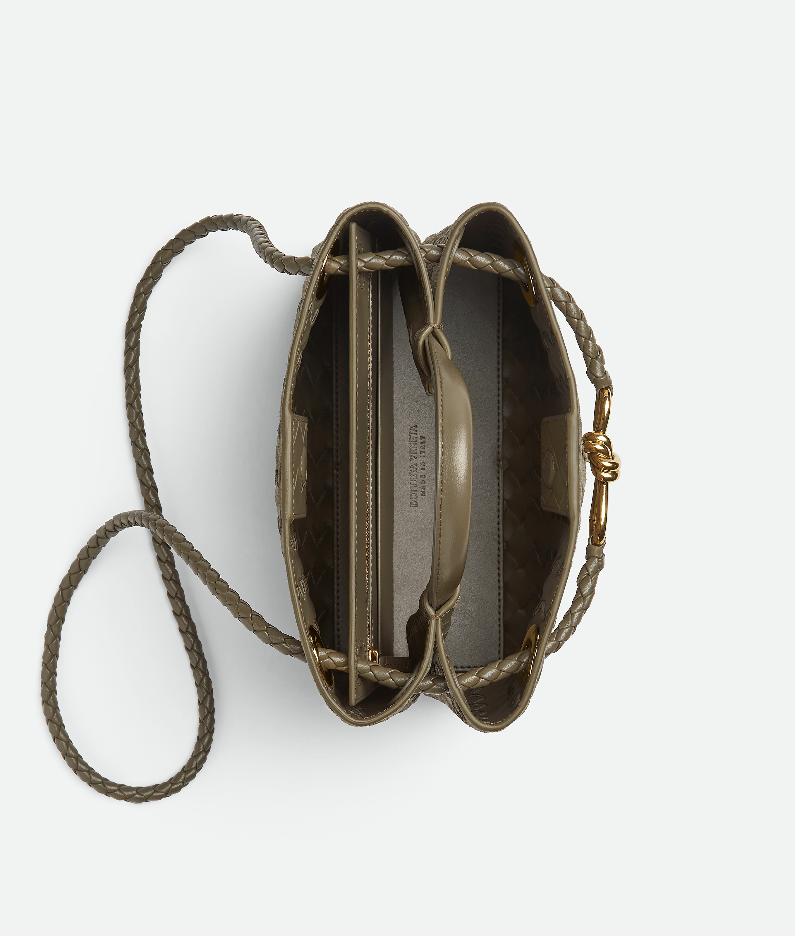 Bottega Veneta Andiamo Intrecciato Small Suede Tote Bag