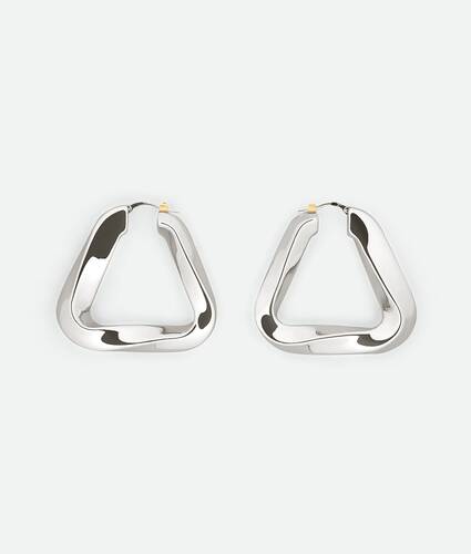 Bottega Veneta® Women's Triangle Hoop Earrings in Silver. Shop