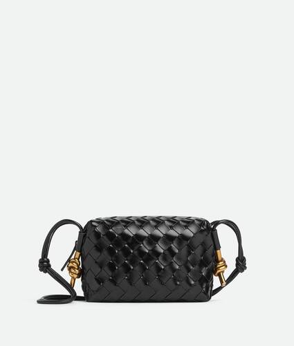 Black Loop mini Intrecciato-leather cross-body bag, Bottega Veneta