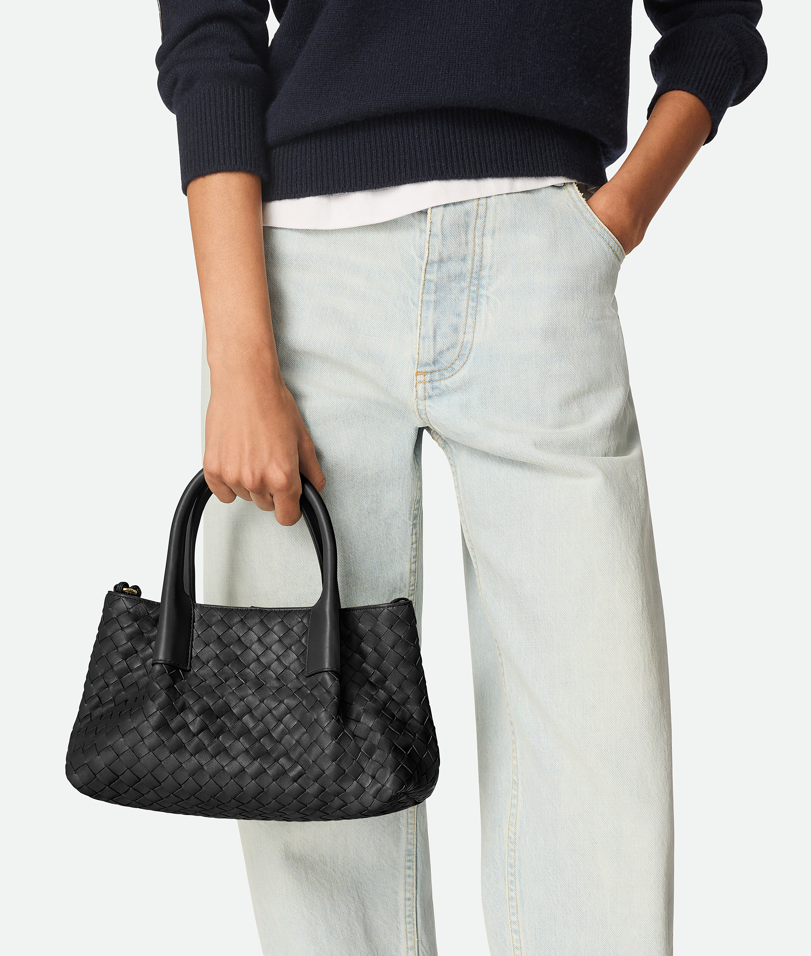 Bottega Veneta Small Pinacoteca In Black/fondant