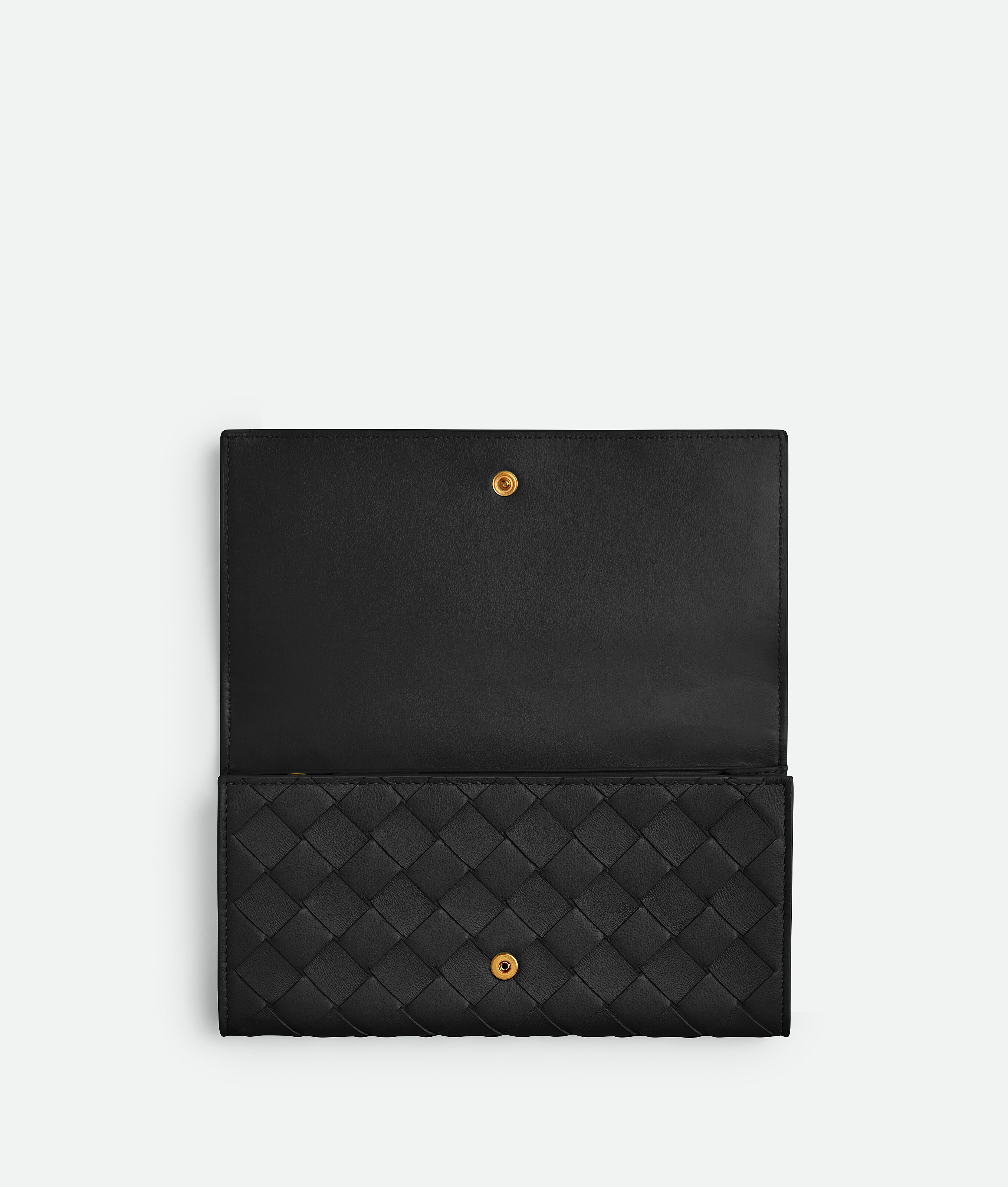Bottega Veneta Portafoglio Intrecciato Grande Con Patta In Black