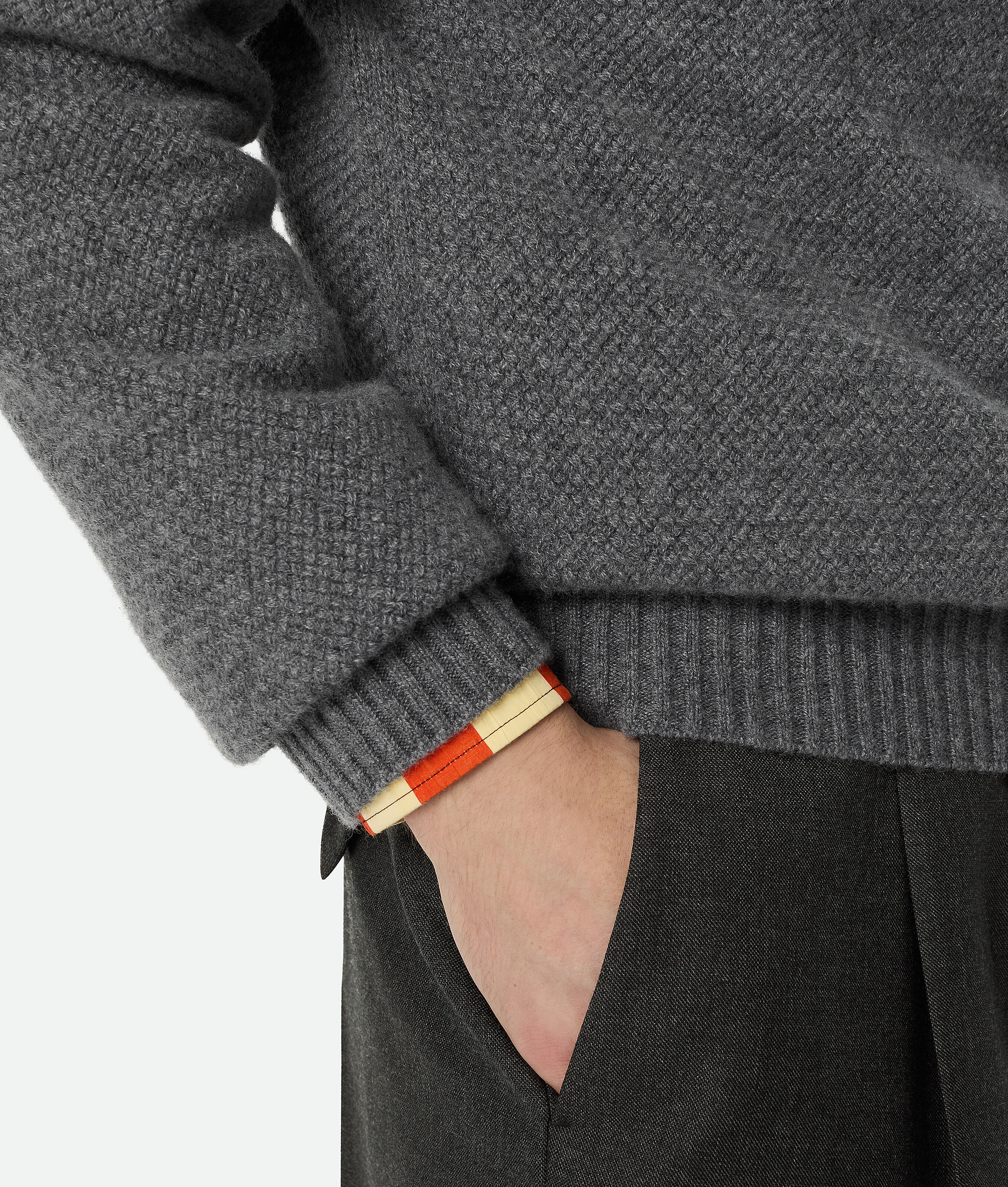 Bottega Veneta Intrecciato Cashmere-blend Sweater In Dark Grey Melange
