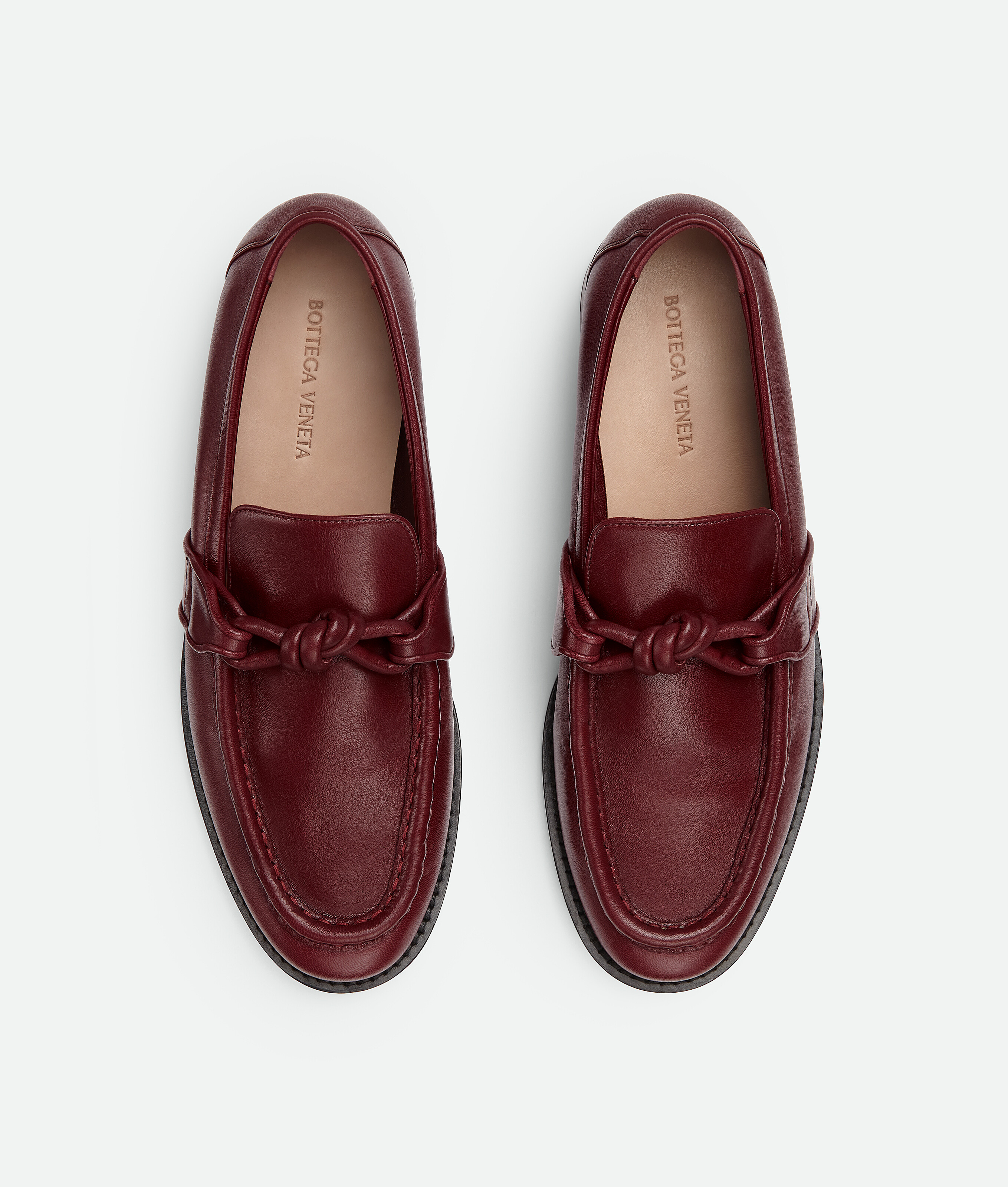 Bottega Veneta Astair Metallic Knot Loafer In Burgundy