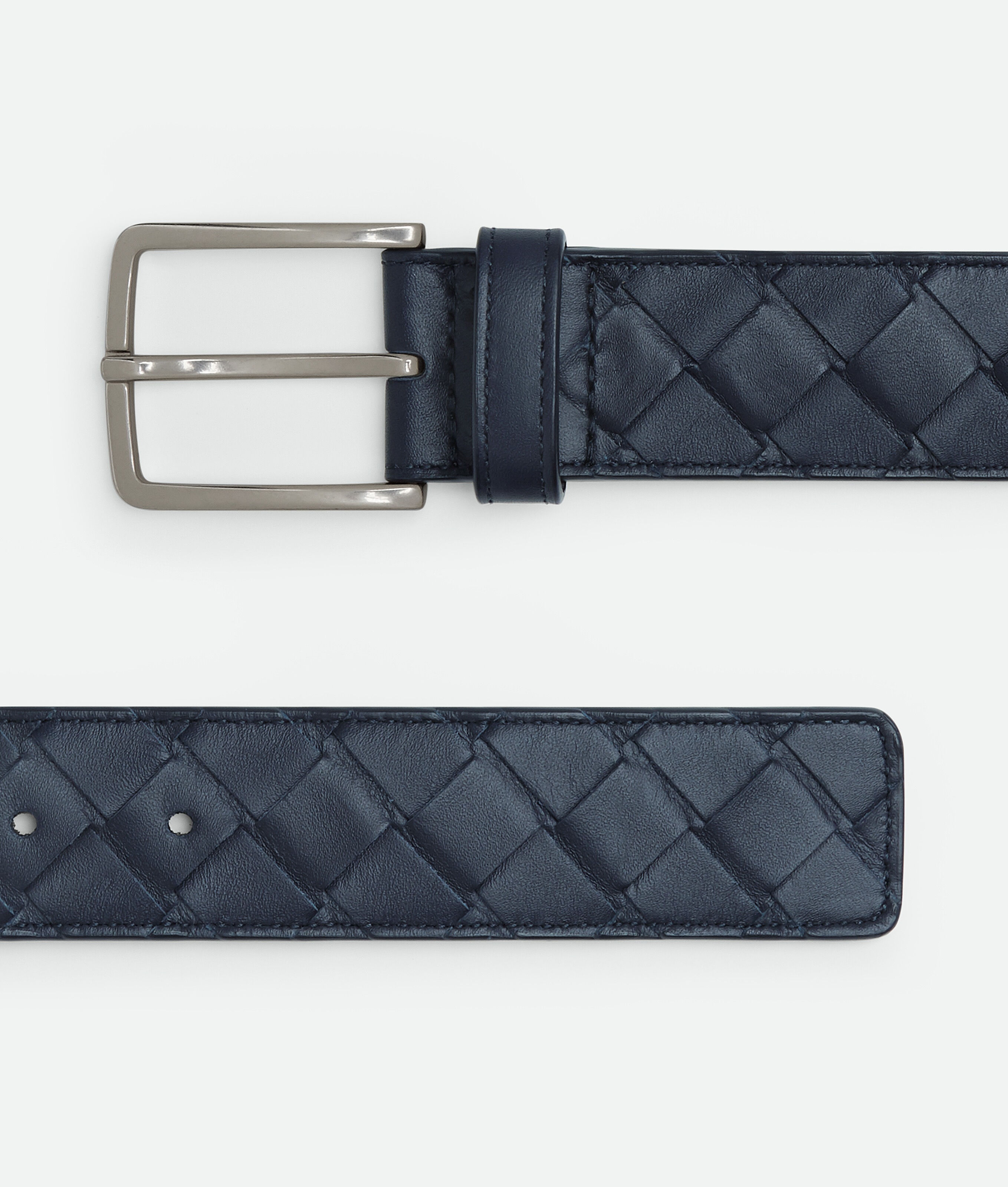Bottega Veneta Intrecciato Reversible Belt In Blue