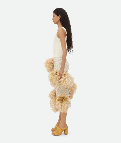 Paper Mesh Crochet Skirt With Pompom
