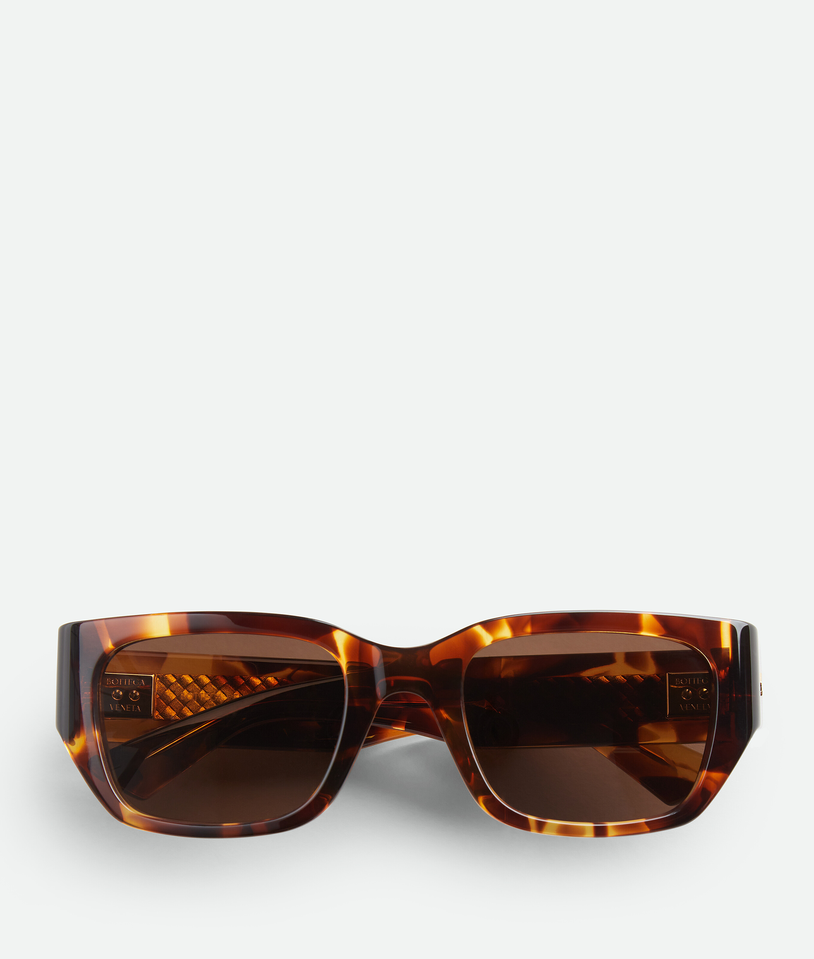 Bottega Veneta Intrecciato Square Sunglasses - Havana/brown - Unisex