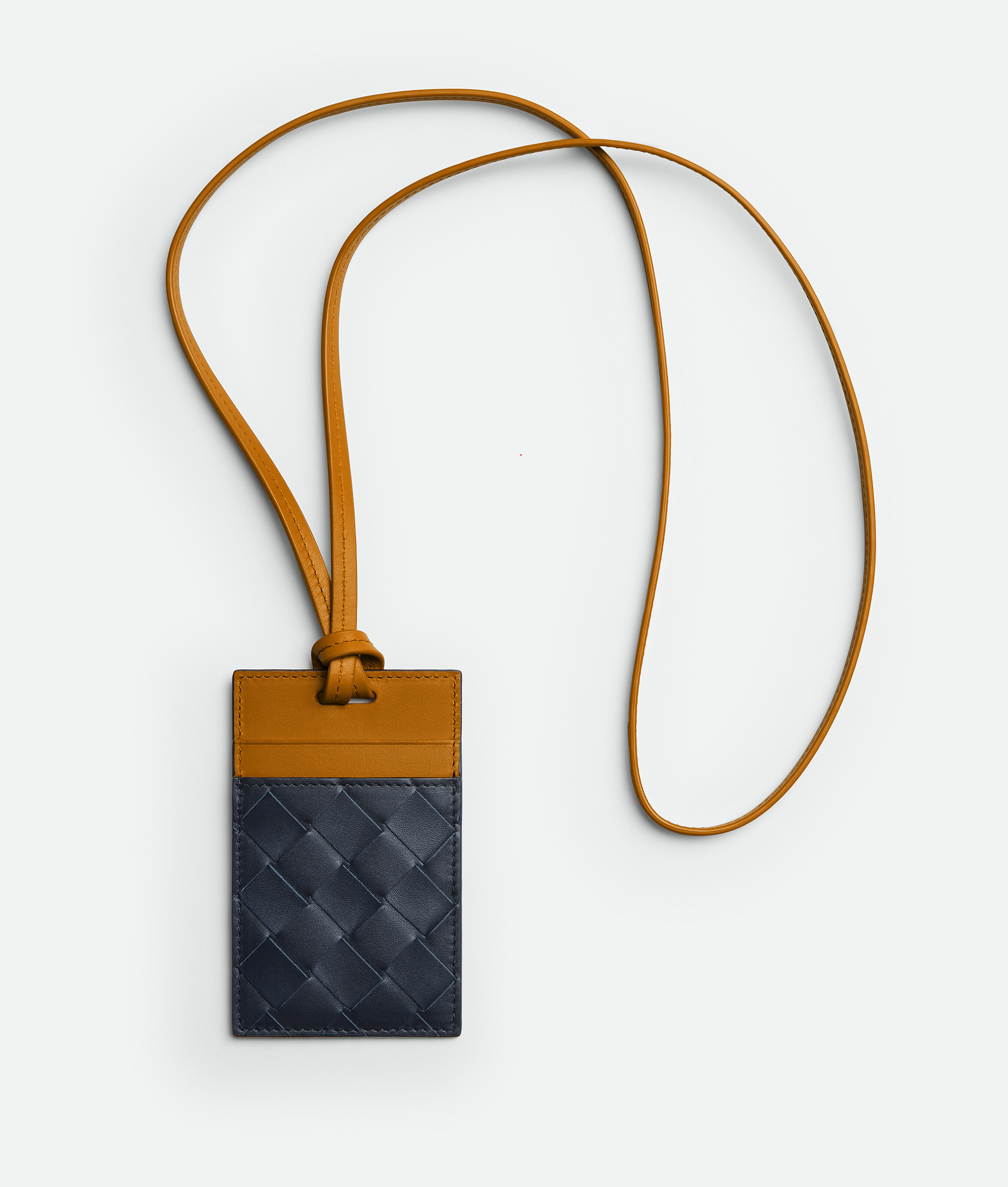 Bottega Veneta Intrecciato Card Case On Strap In Blue