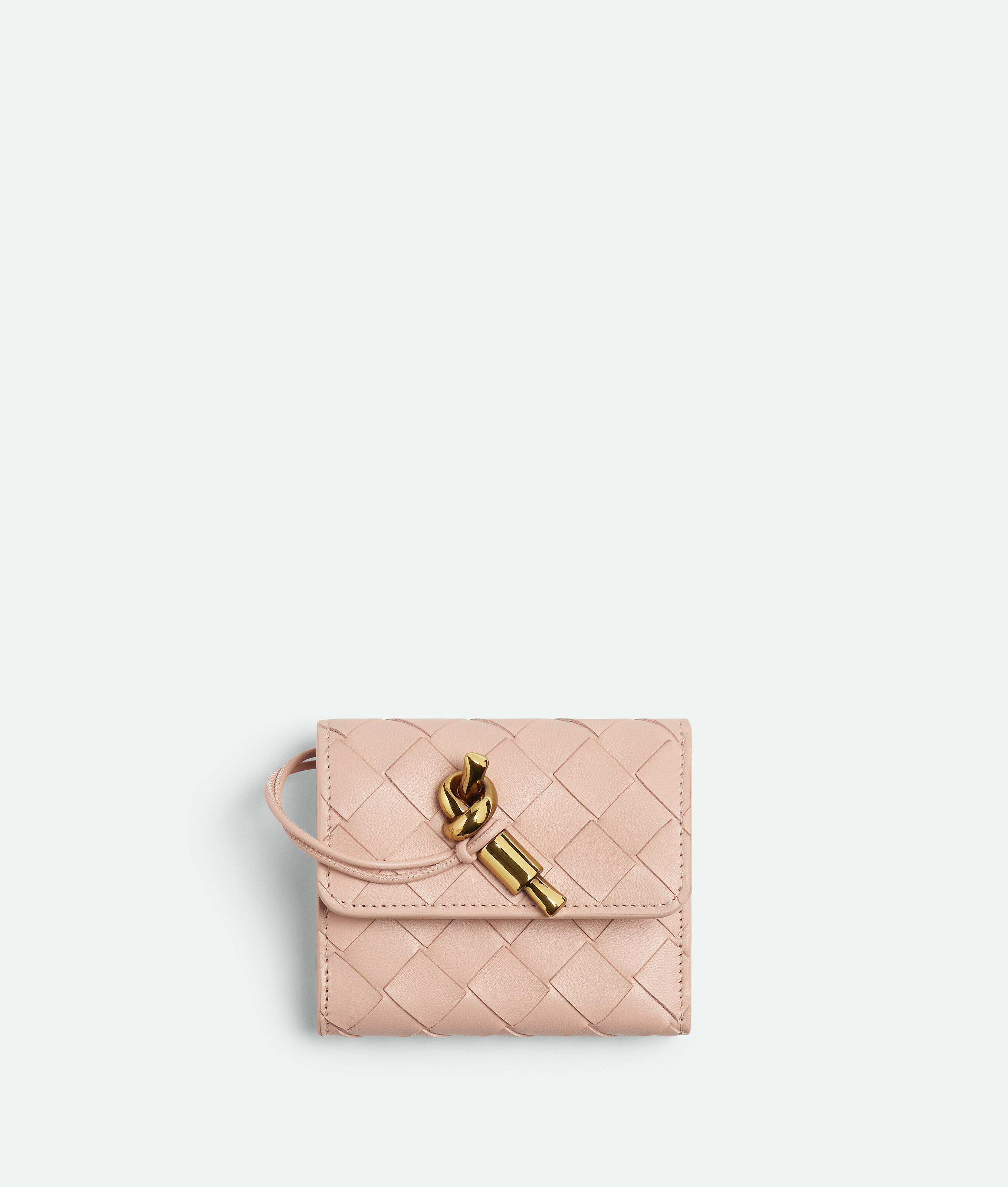 Bottega Veneta Andiamo Tri-fold Zip Wallet In Pink