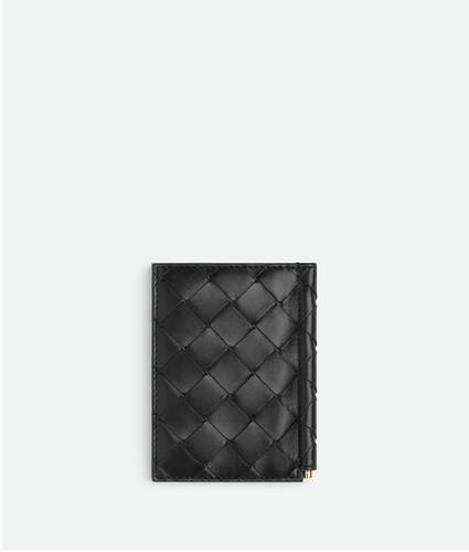 Intrecciato Flap Card Case With Bill Clip