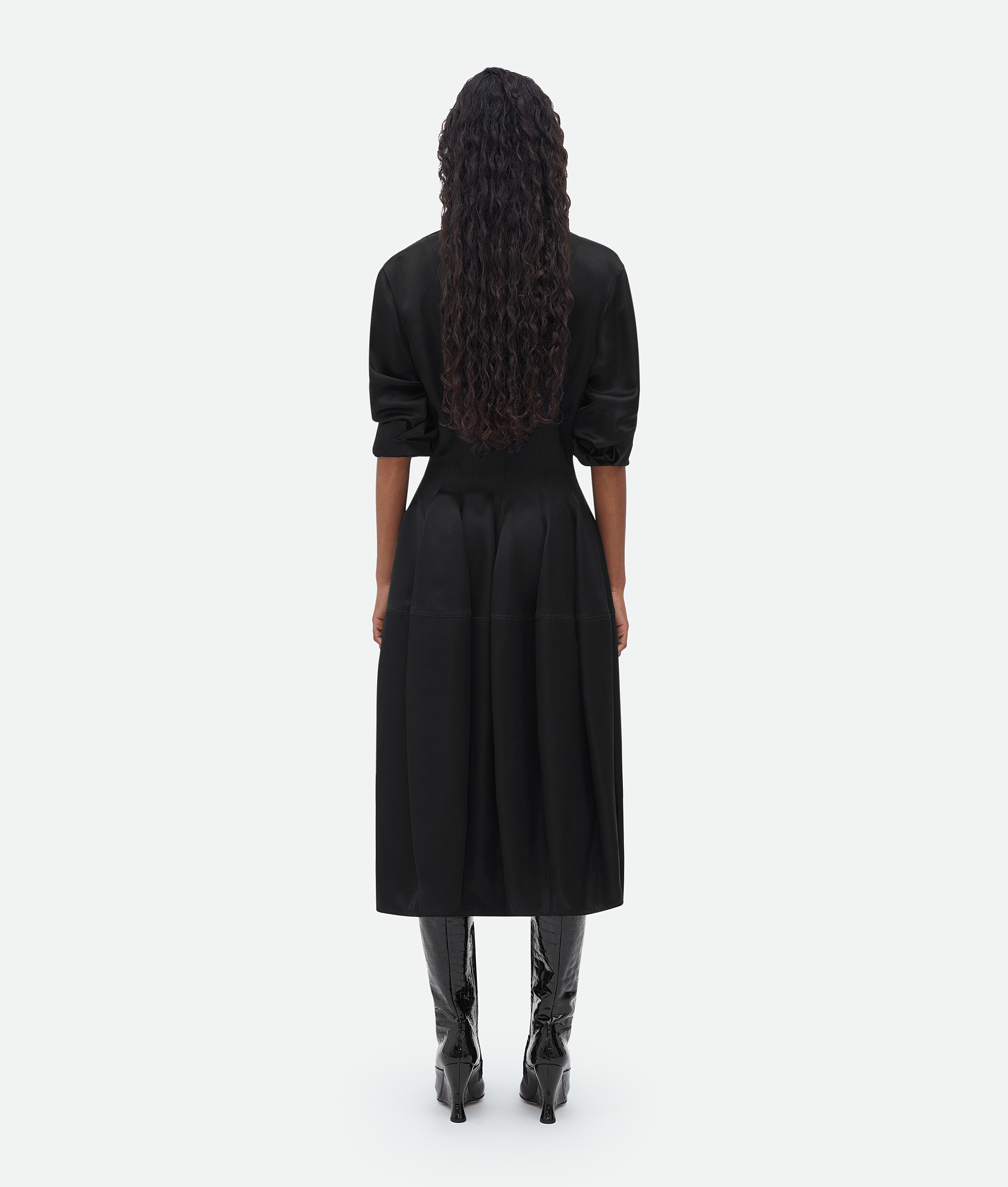 Shop Bottega Veneta Silk Twill Dress In Black