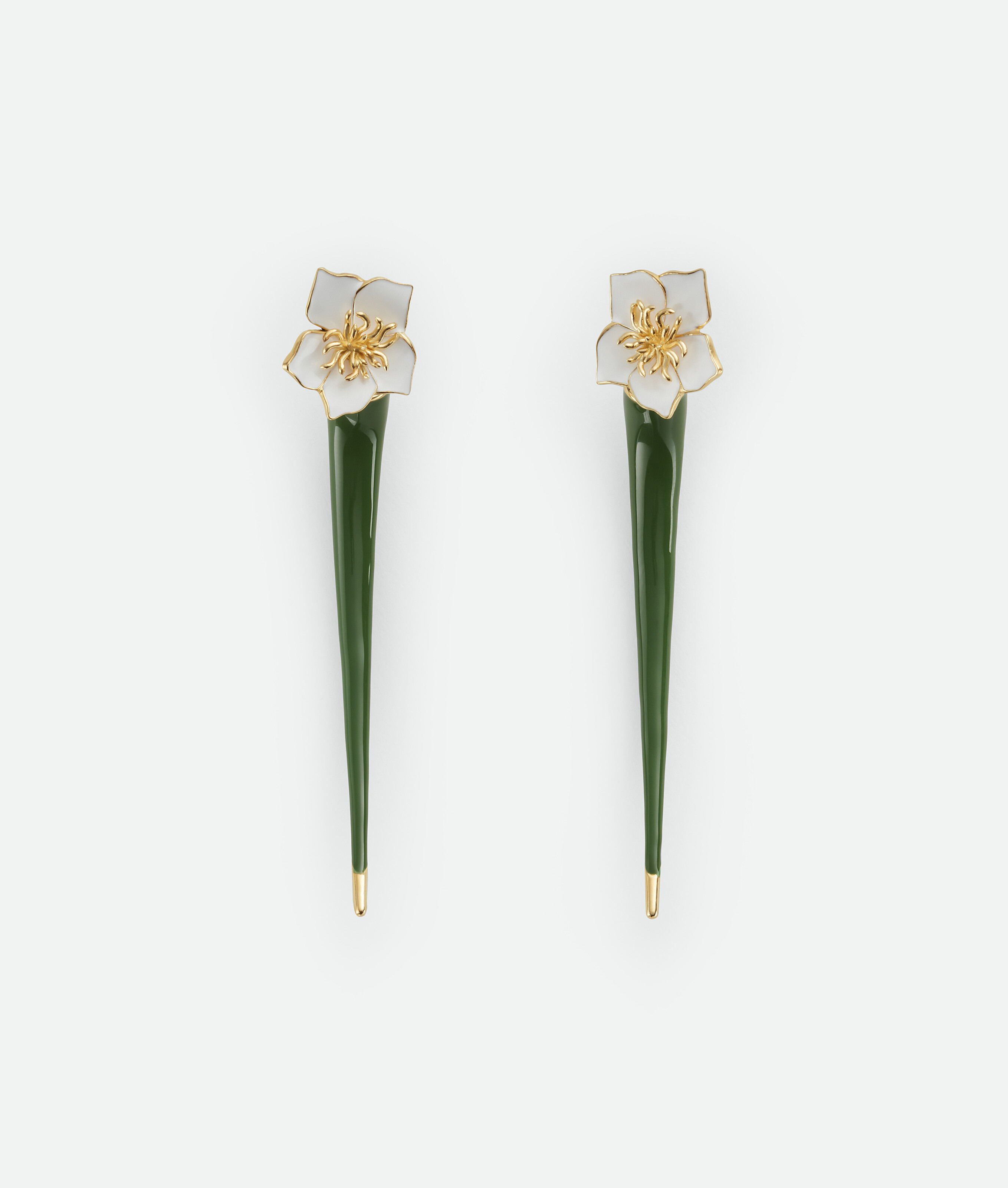 Shop Bottega Veneta Flower Earrings In Green