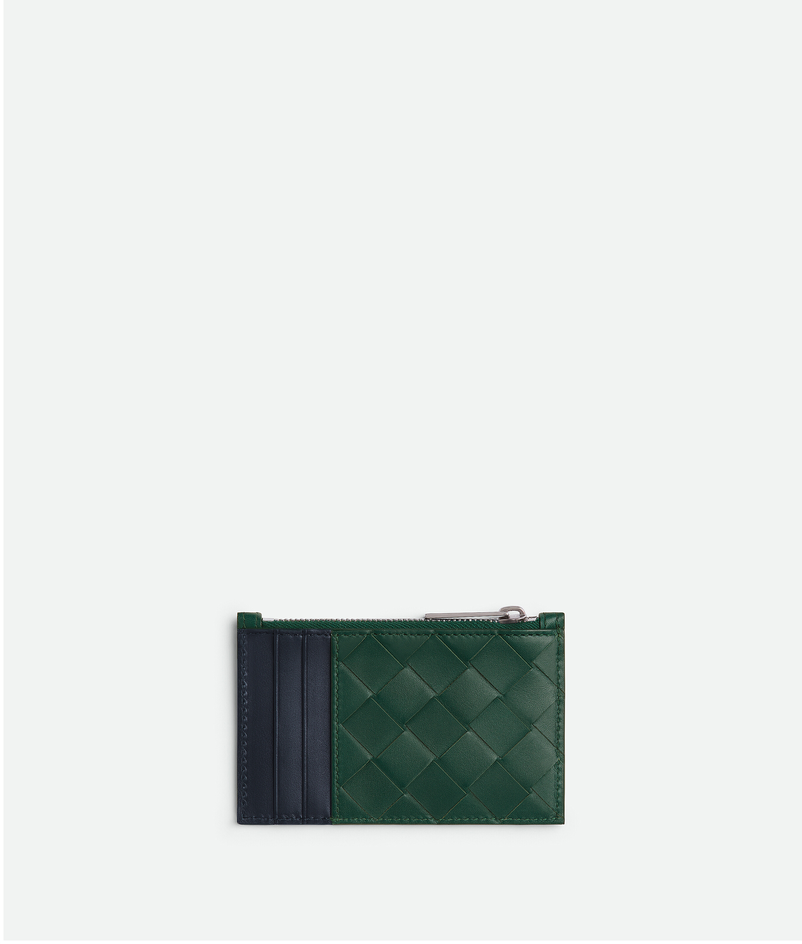 Shop Bottega Veneta Intrecciato Zipped Card Case In Green