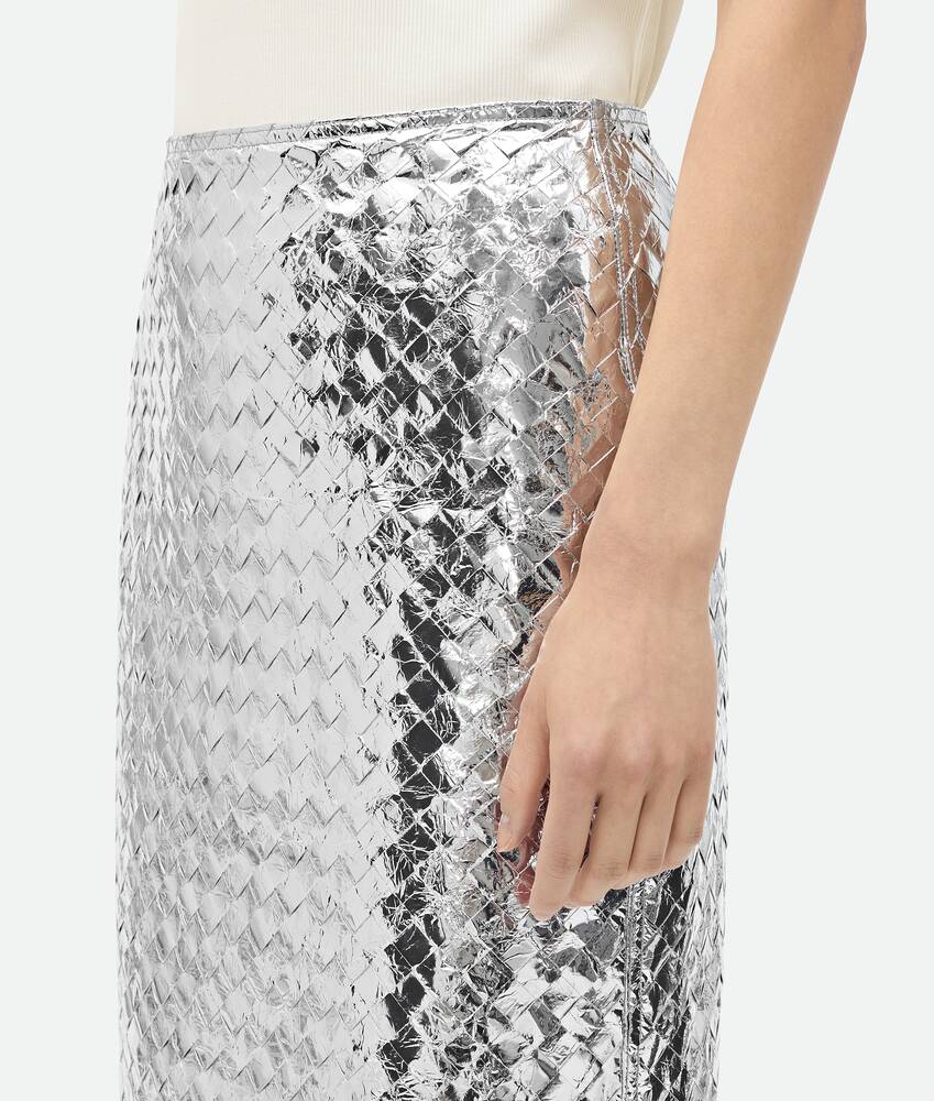 Display a large version of the product image 4 - Intrecciato Laminated Leather Midi Skirt