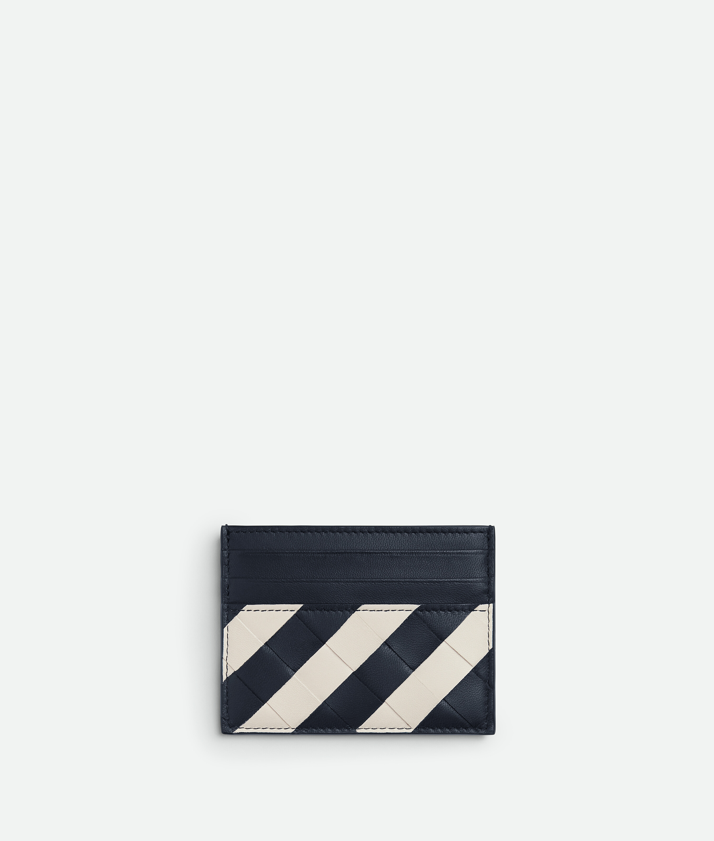 Bottega Veneta Intrecciato Credit Card Case In Space/chalk